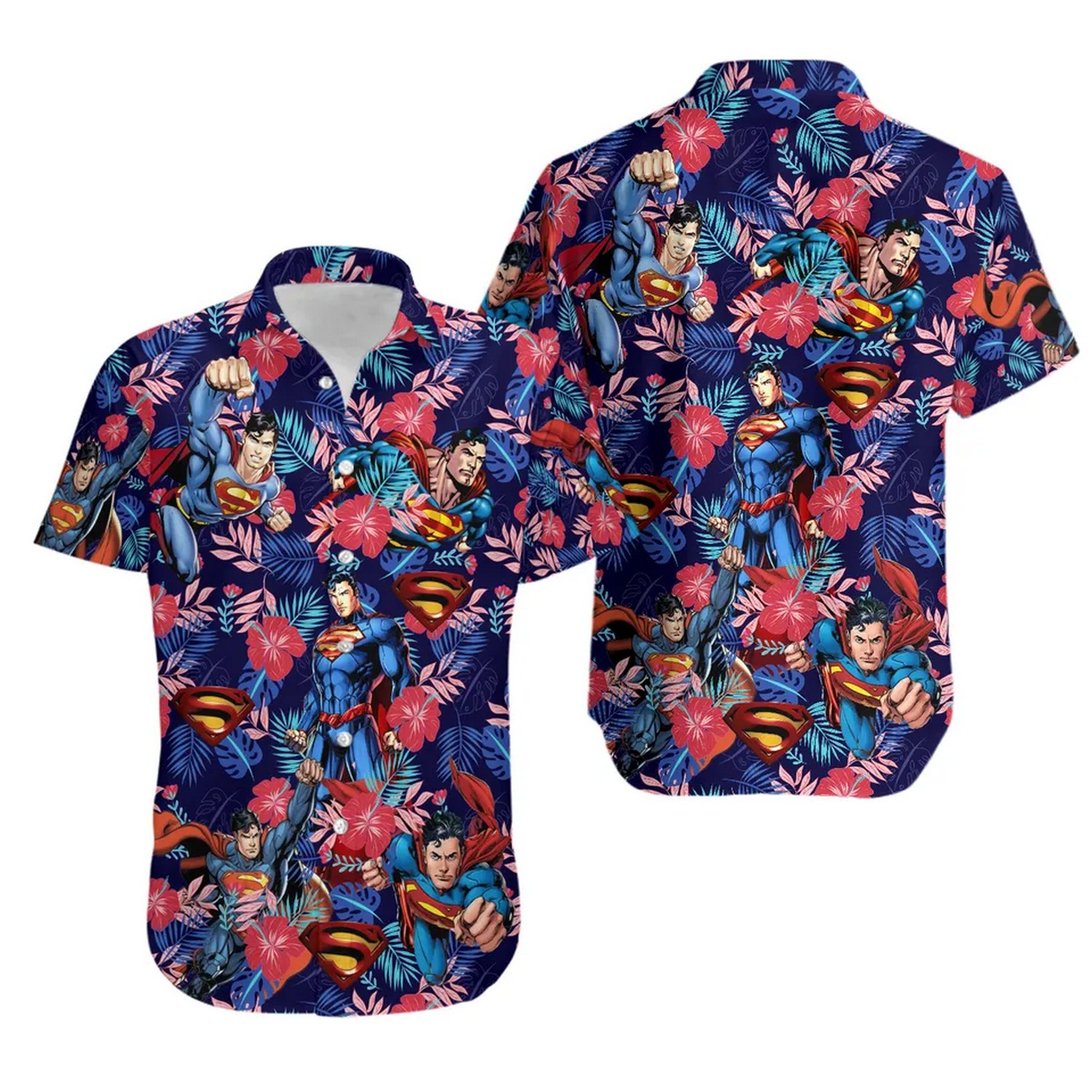 superhero superman tropical flower hawaiian shirt a7sxv