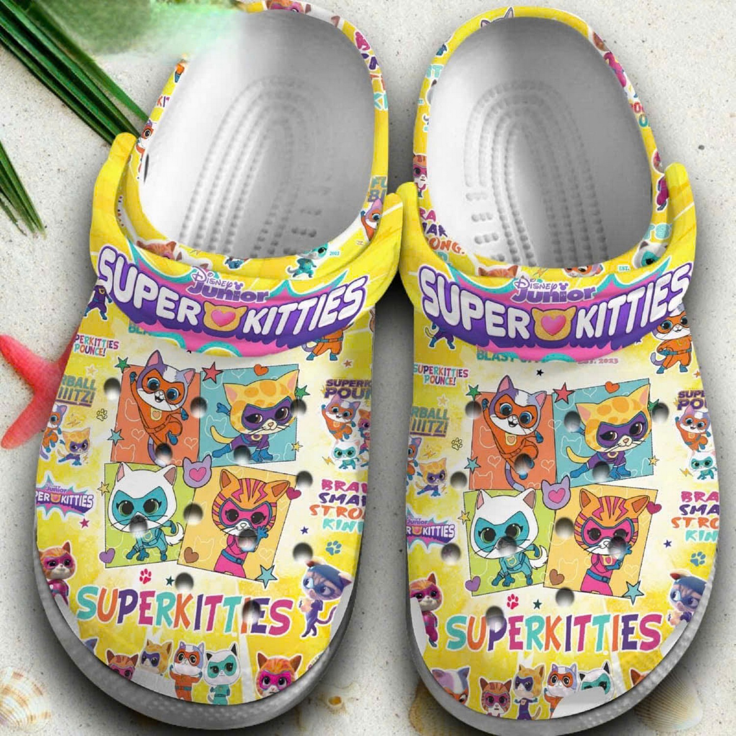 superkitties cartoon yellow clogs for kids and adults fast shipping hhzfr
