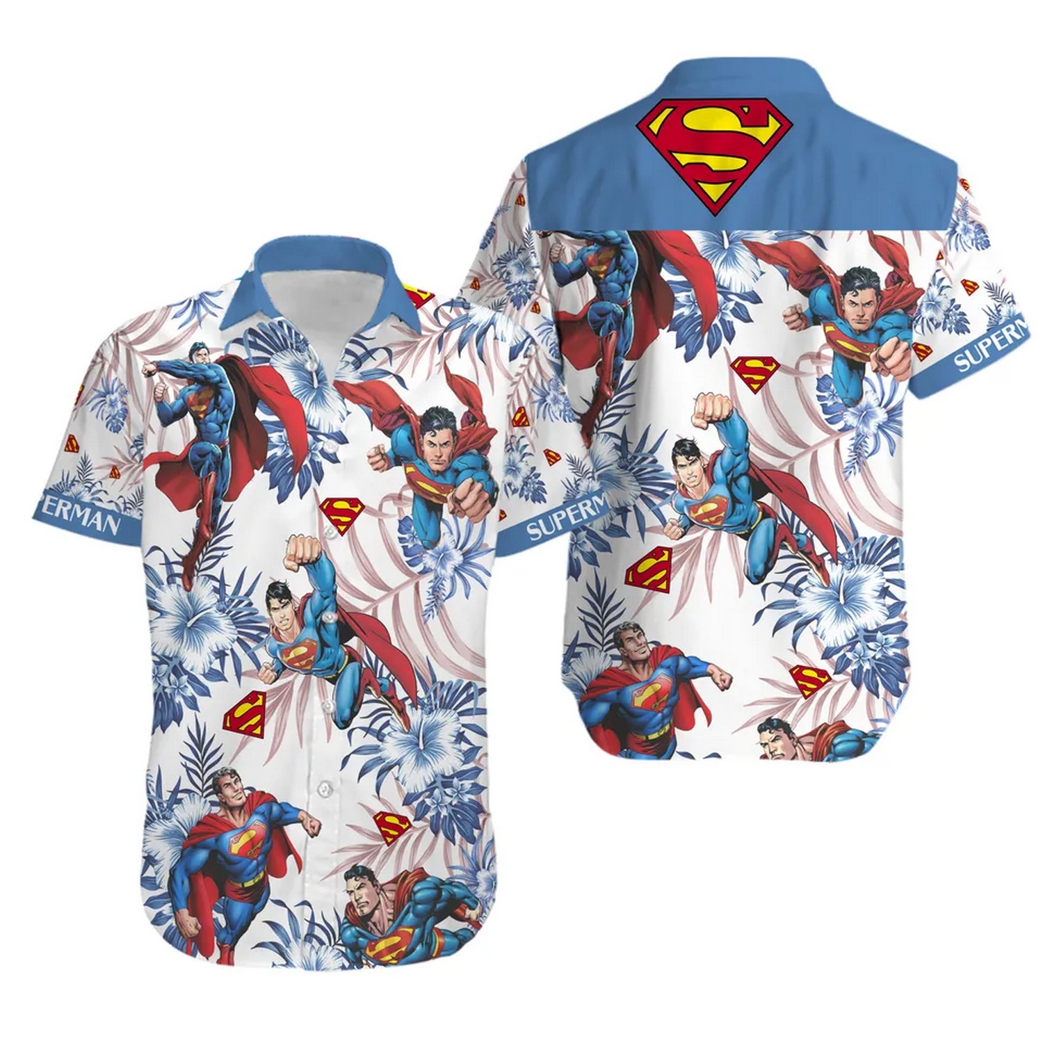 superman floral hawaiian shirt vnvcr