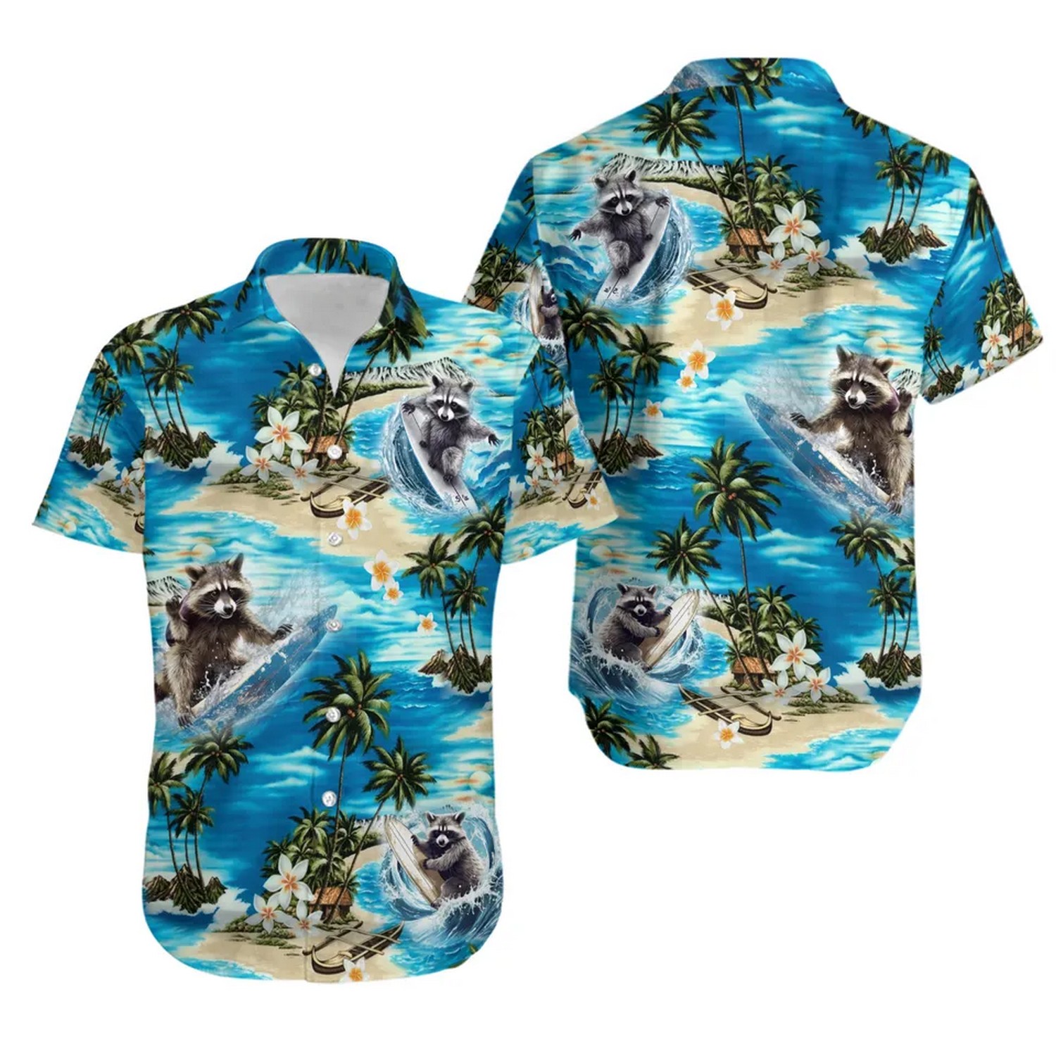 surfing raccoon guadian of galaxy hawaiian shirt pr1wo