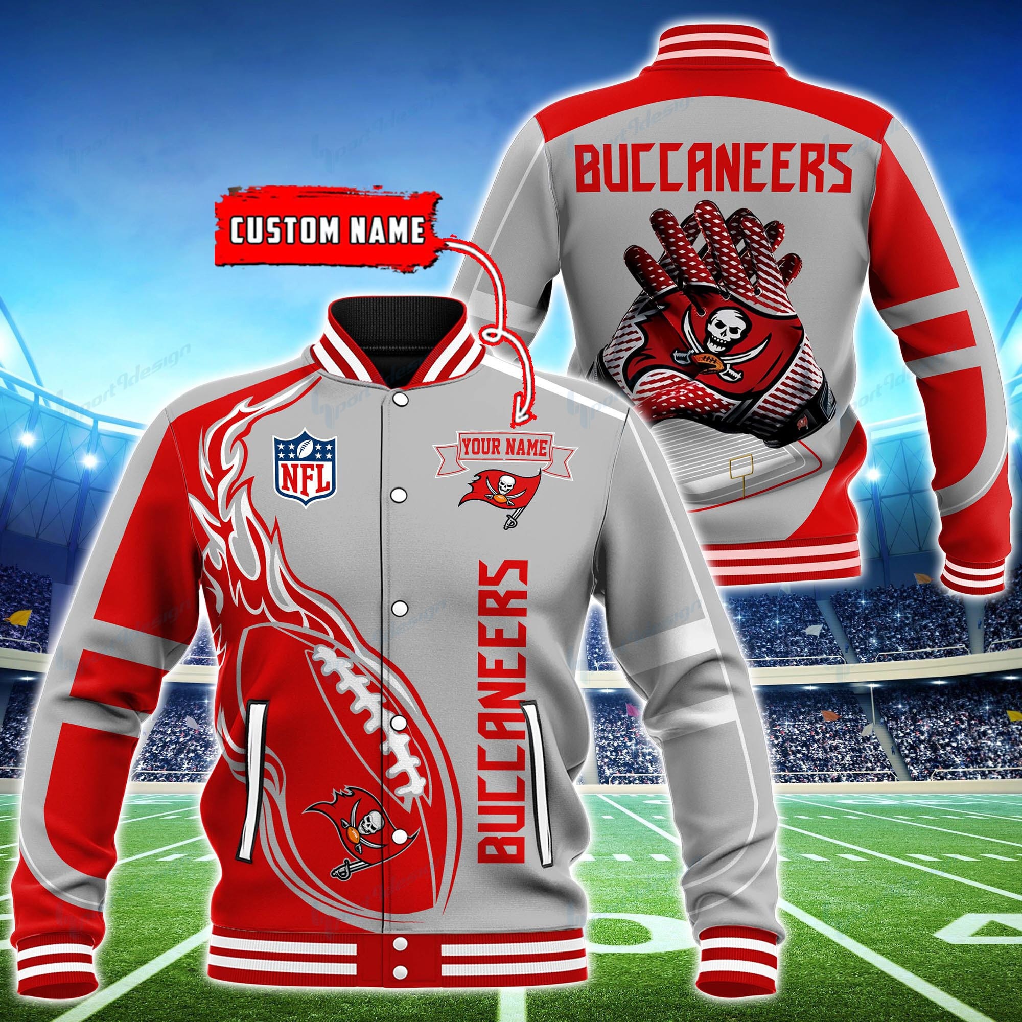 tampa bay buccaneers personalized baseball jacket bg30 y3fdm