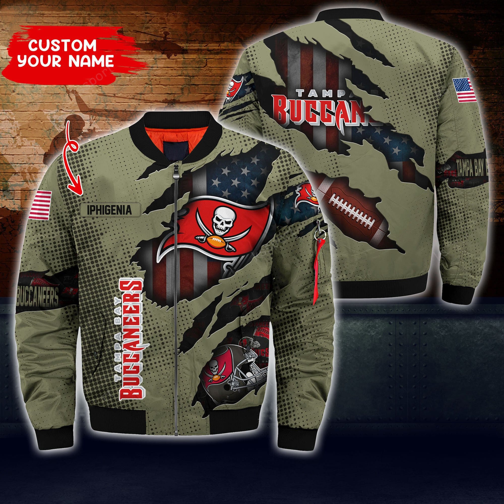 tampa bay buccaneers personalized thick bomber jacket cs68 n3v3k