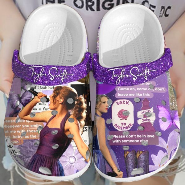 taylor swift back to december perple glitter music clogs shoes h3x4l