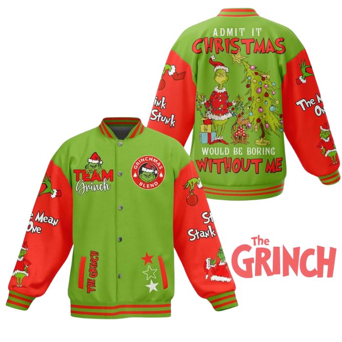 team grinch wonderful christmas baseball jacket vzjx4