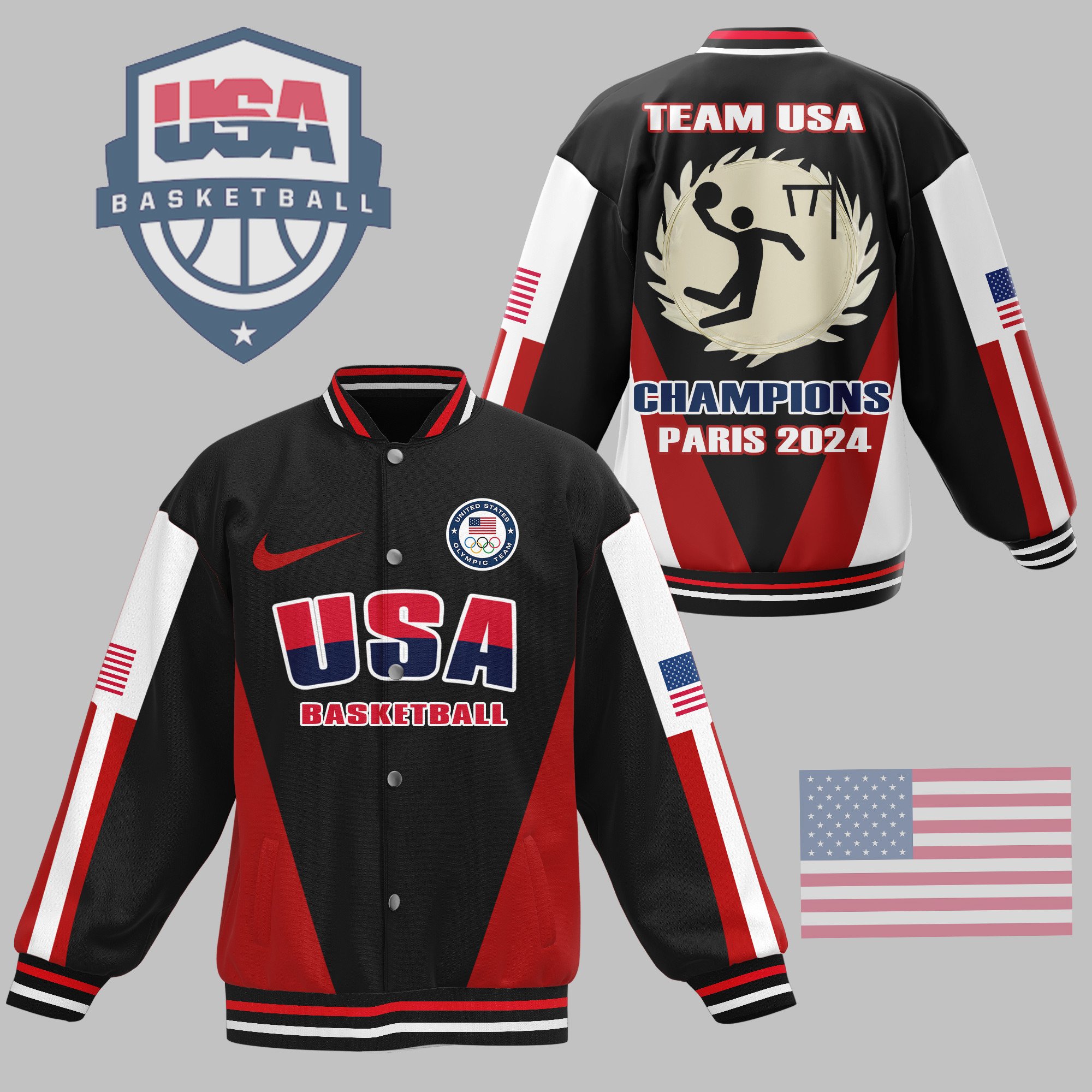 team usa olympic basketball champions paris 2024 baseball jacket cw1om