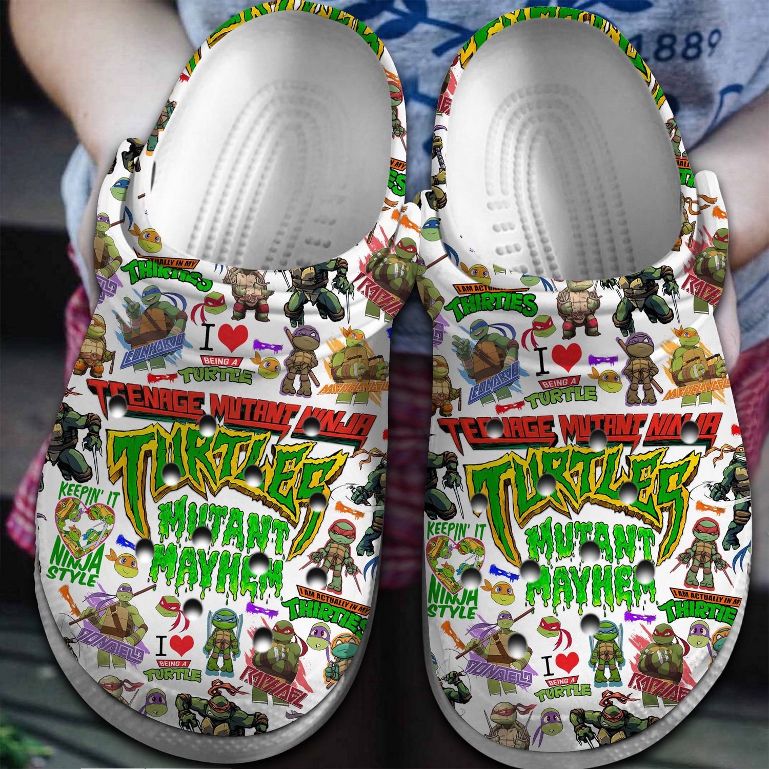 teenage mutant ninja turtles mayhem thirties white clogs fast shipping available 75lv8