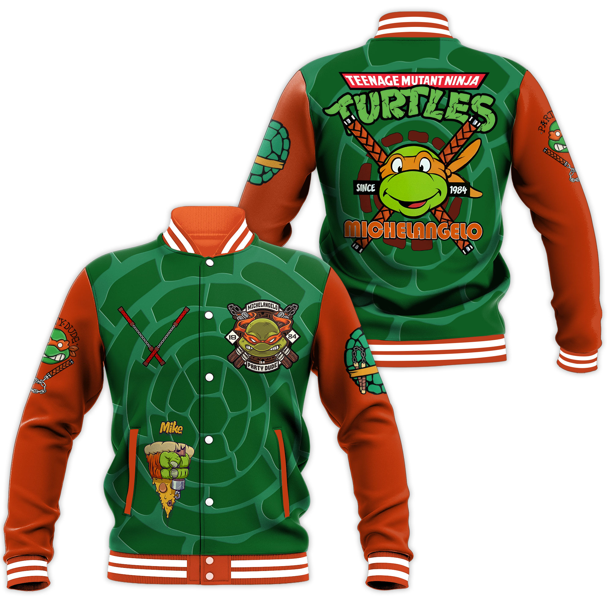 teenage mutant ninja turtles michelangelo baseball jacket k0idf