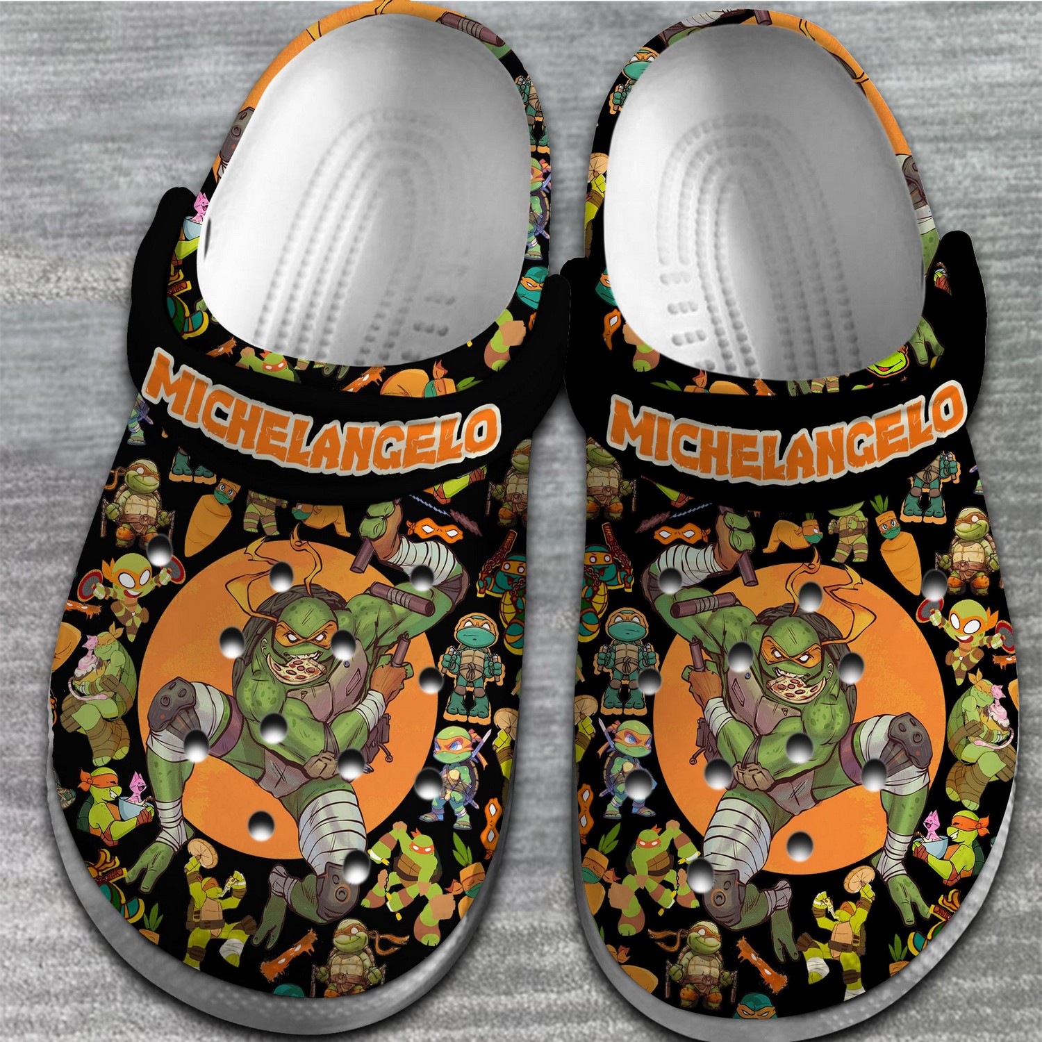 teenage mutant ninja turtles movie michelangelo black clogs for kids and adults aw30y
