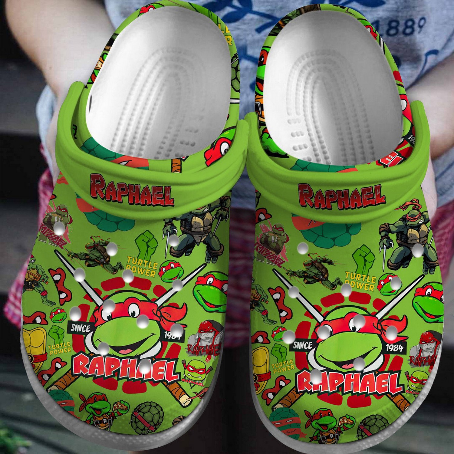 teenage mutant ninja turtles raphael cartoon green clogs for kids and adults fast shipping nbhbd
