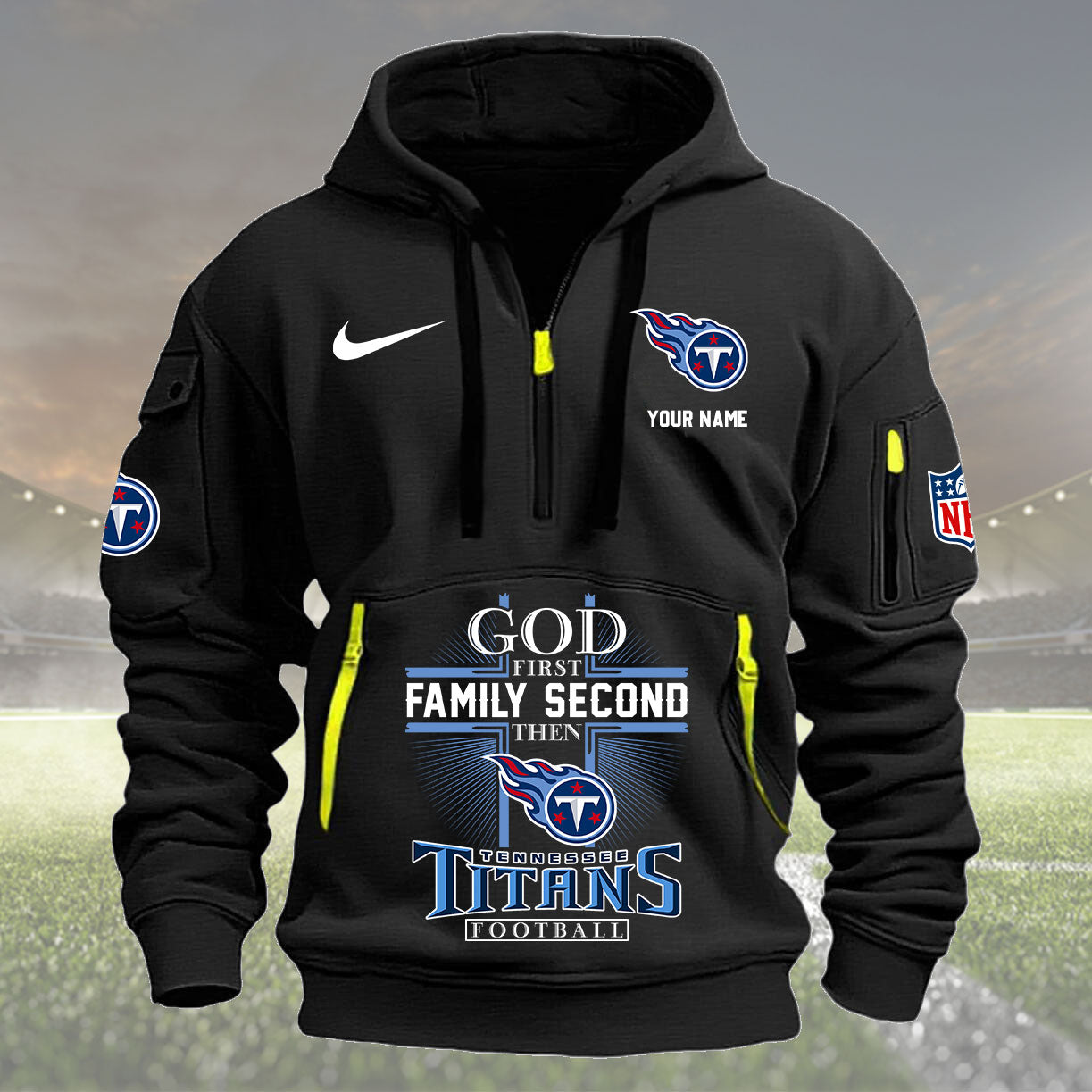 tennessee titans personalized quarter zip hoodie nfl quarter zip hoodie custom hoodie nfl shirt nfl hoodie yvfcr