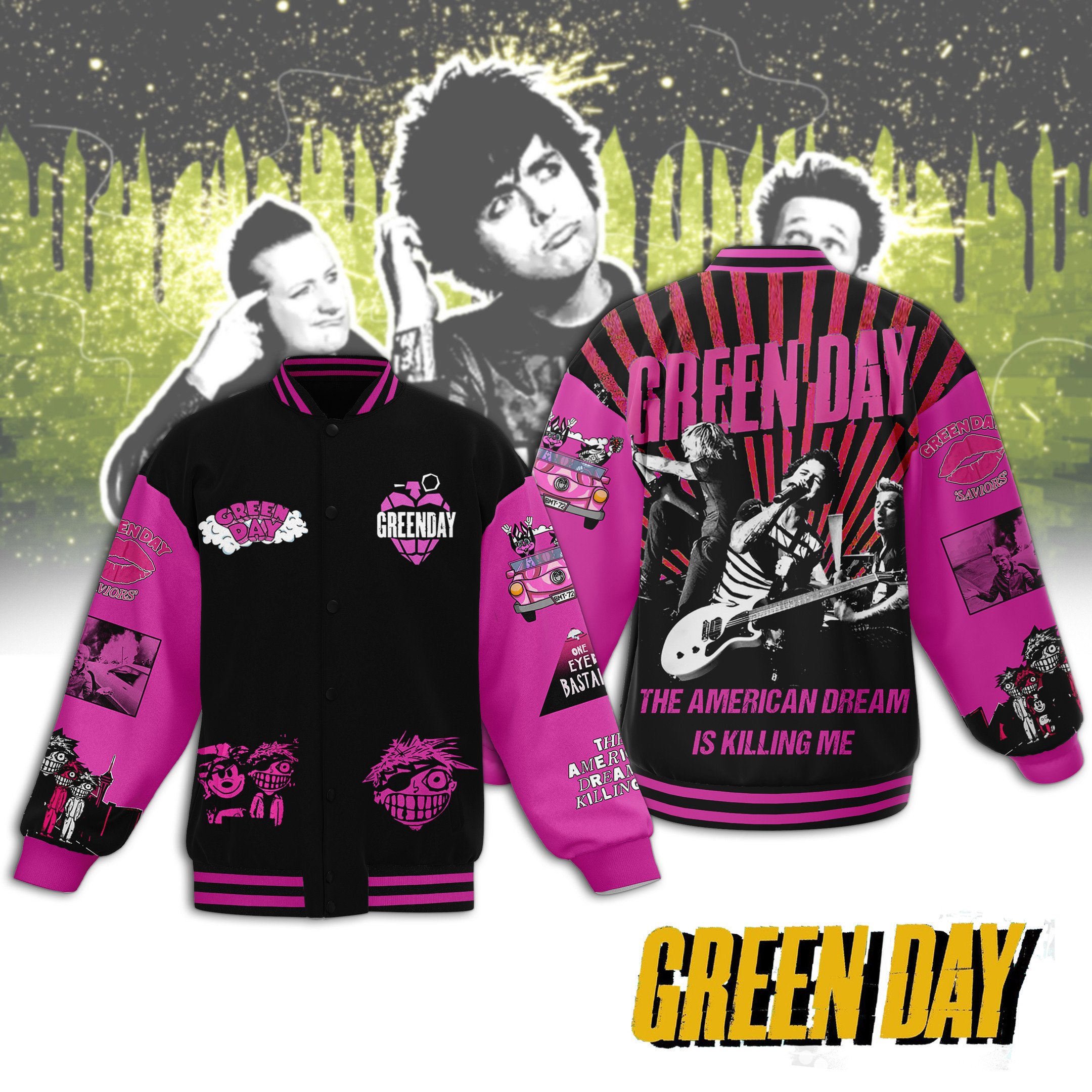 the american dream is killing me green day baseball jacket uztlx