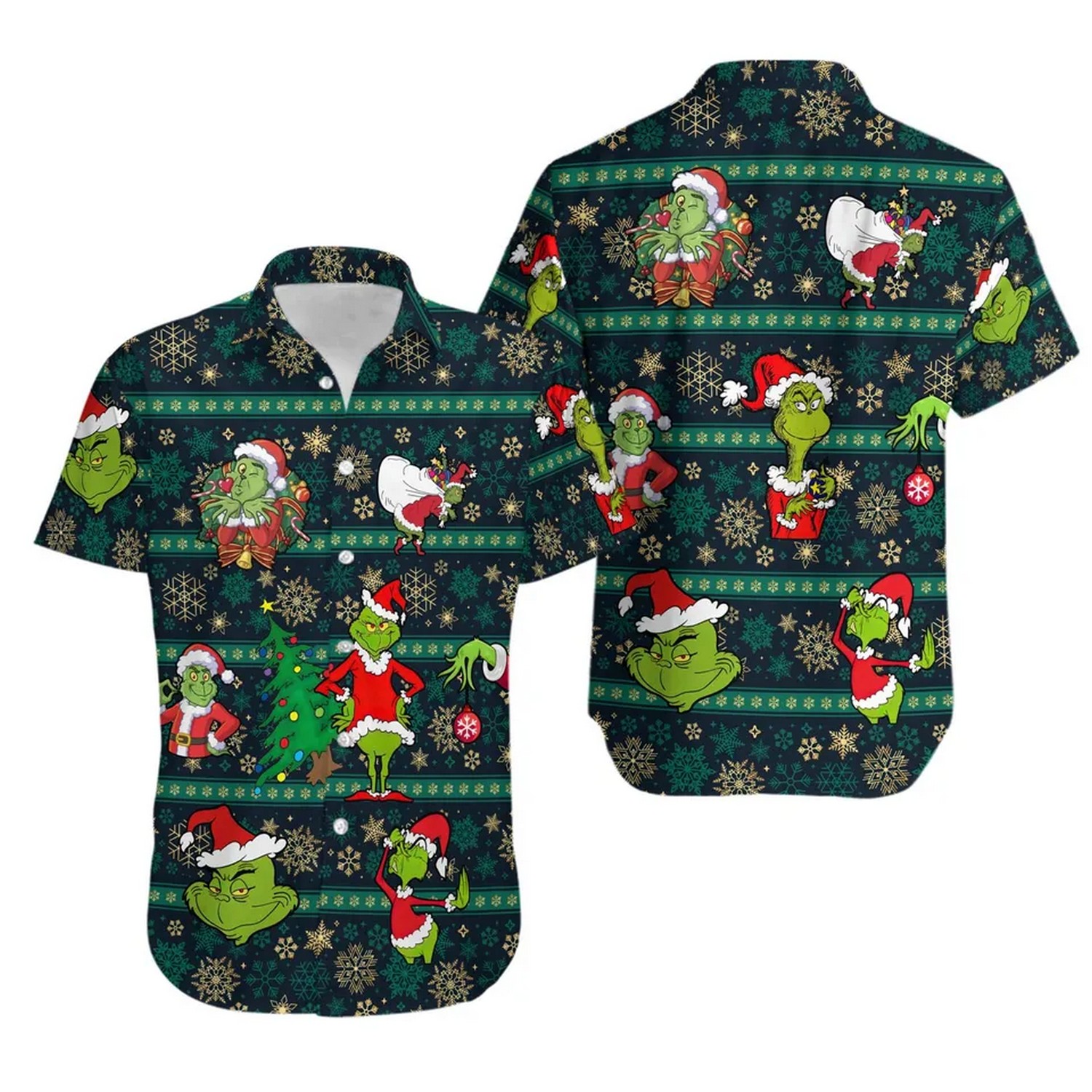 the funny grinch character christmas black hawaiian shirt zcoqr