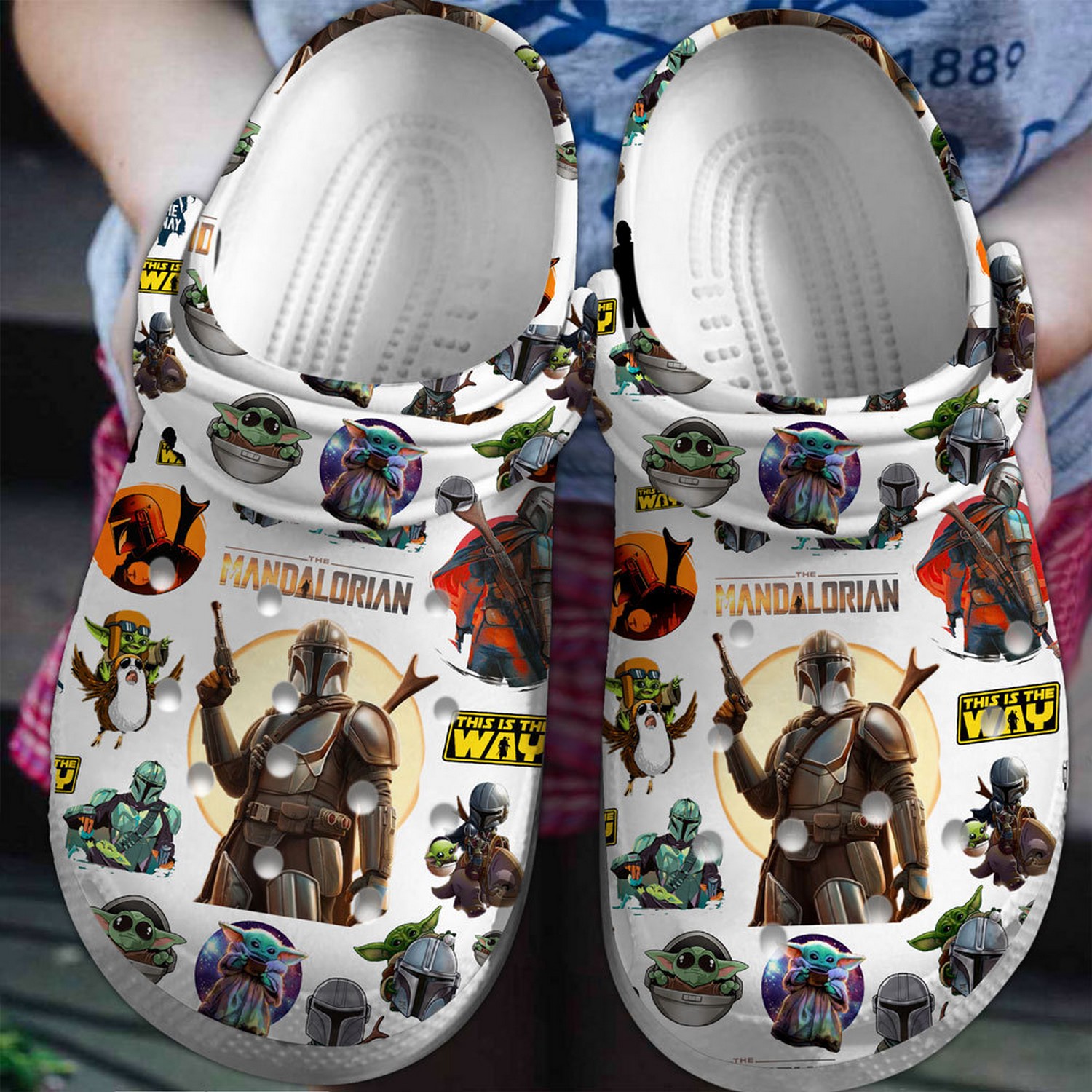 the mandalorian and baby yoda tv series white clogs for kids and adults 7id4l