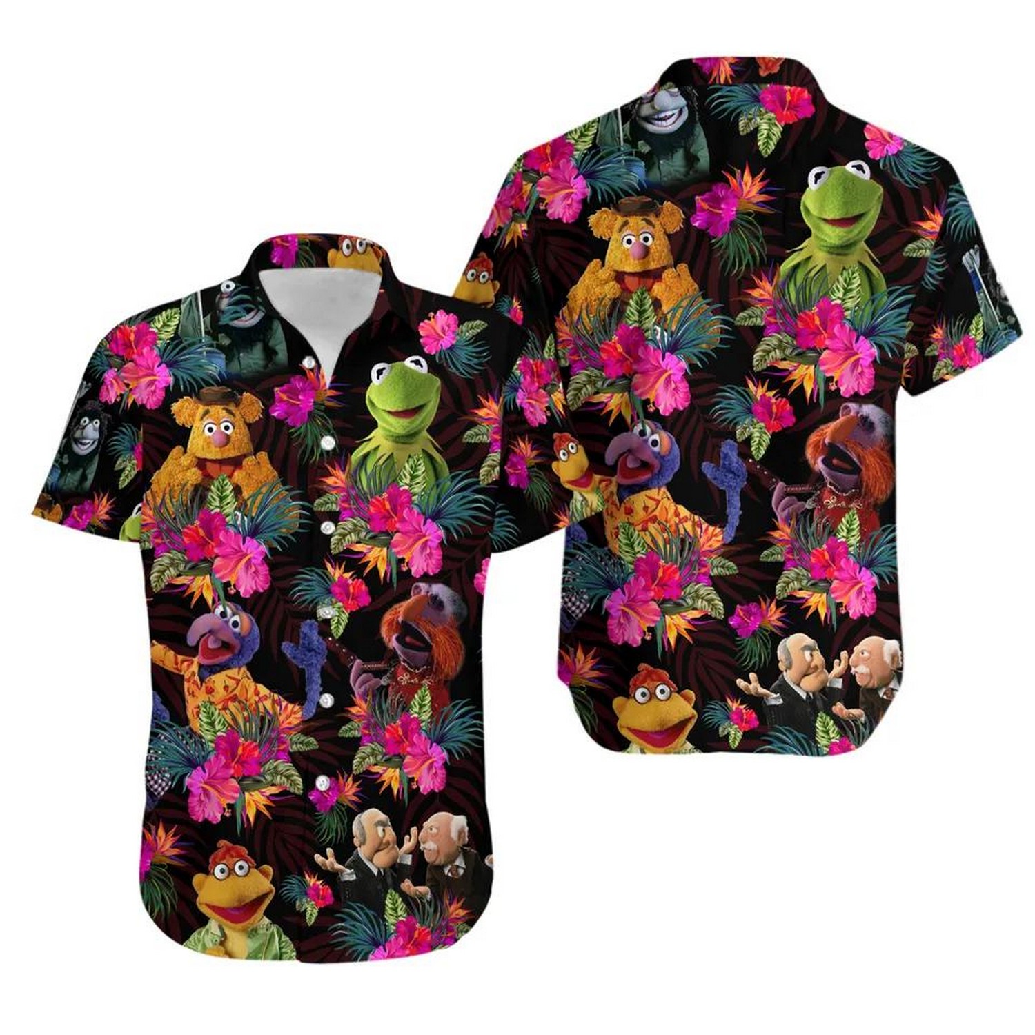 the muppet characters black hawaiian shirt awe8c