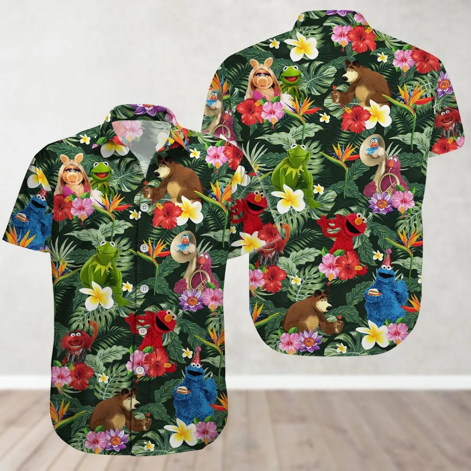 the muppets characters and tropical flower happy summer holiday hawaiian shirt ocnlp