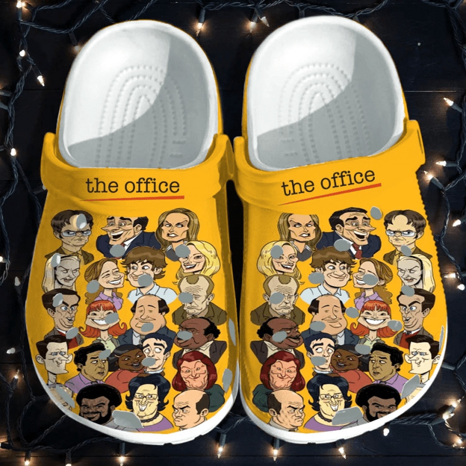 the office tv series funny charactors painting yellow clogs for kids and adults yqak8