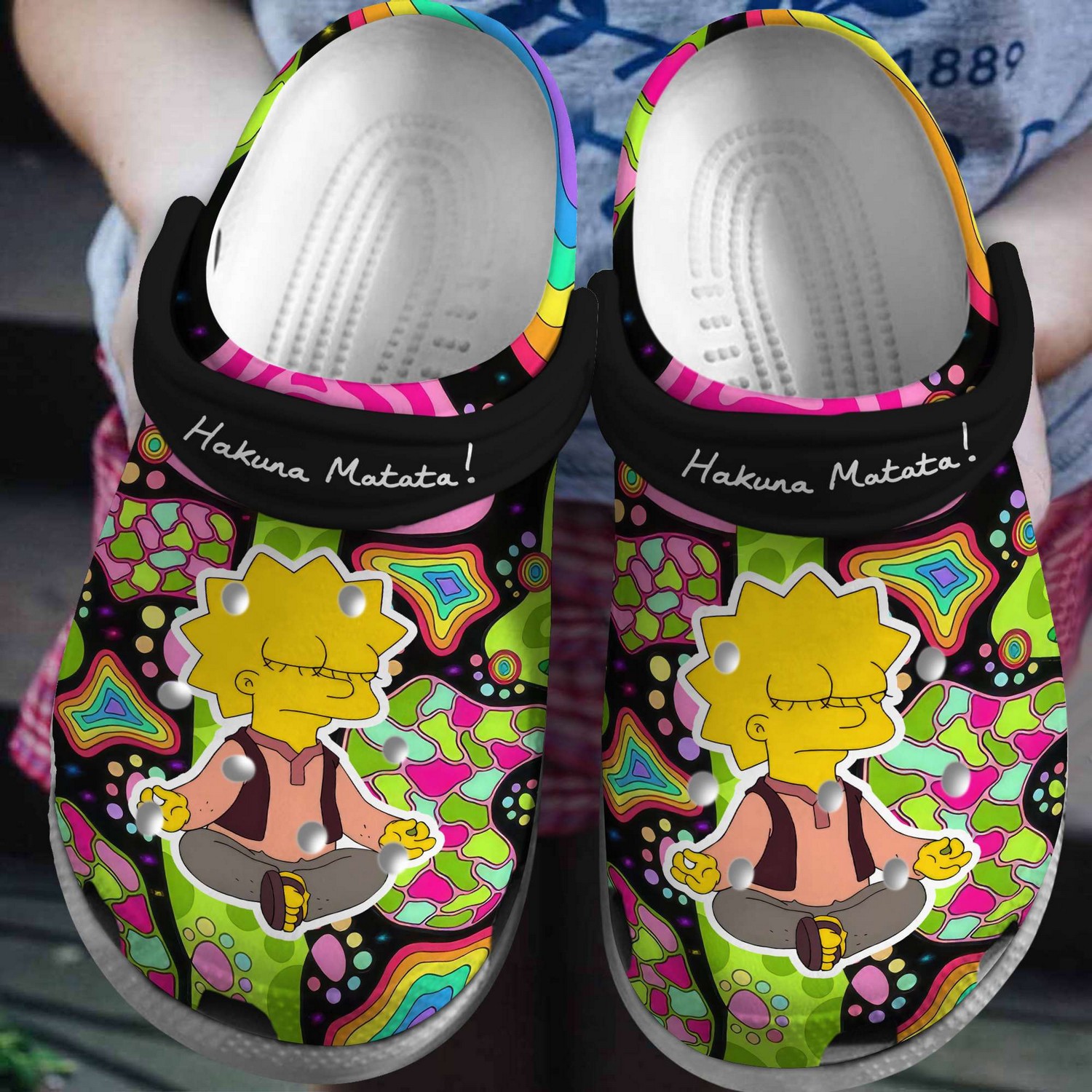 the simpsons grandmother doing yoga hakana matata clogs for kids and adults qhvt7