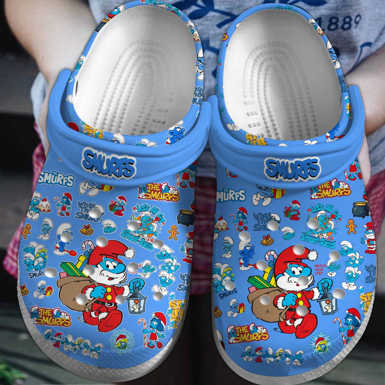 the smurfs lets all get smurf faced blue sky clogs for kids and adults fast shipping 9grvt