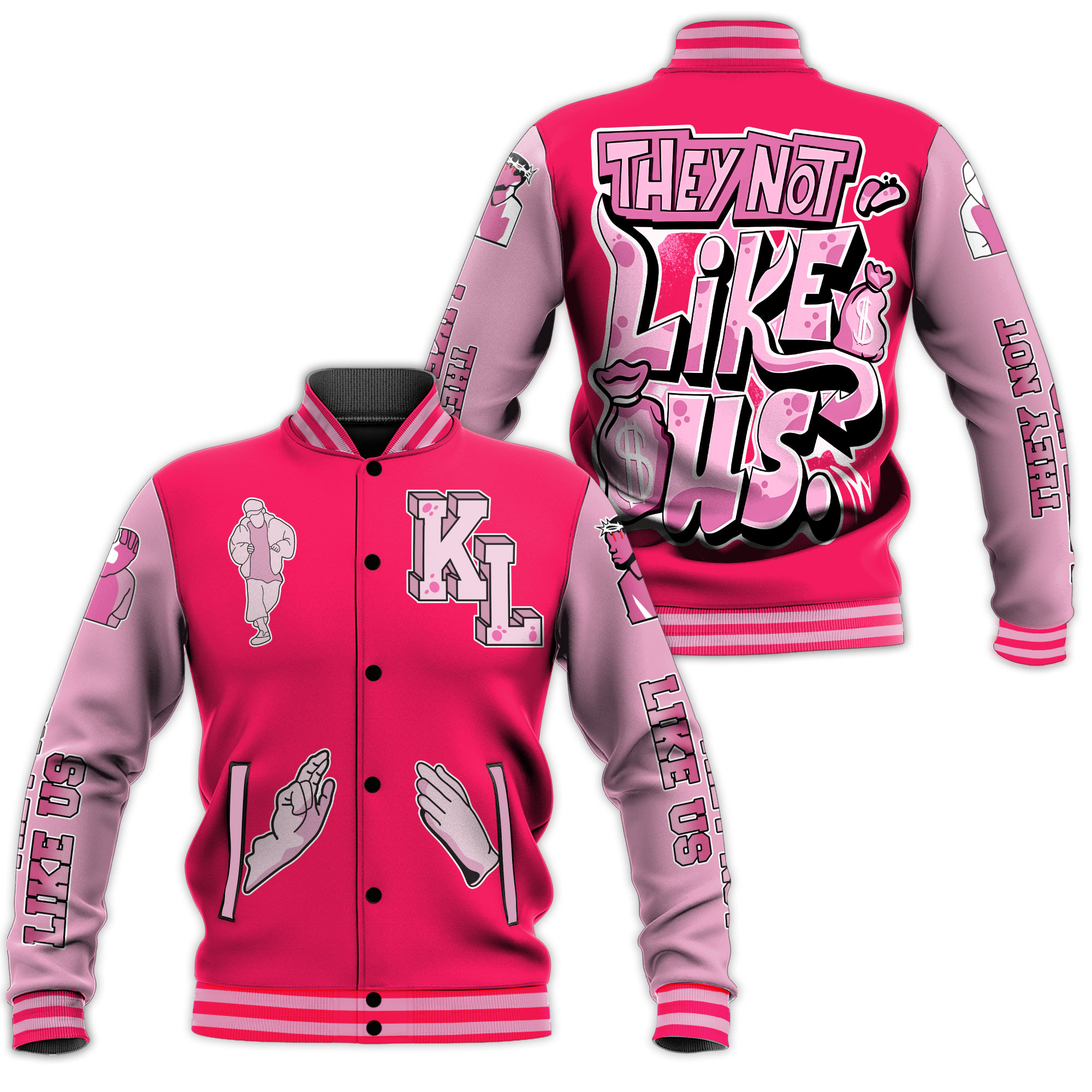 they not like us kendrick lamar bright hot pink baseball jacket 9sfhl