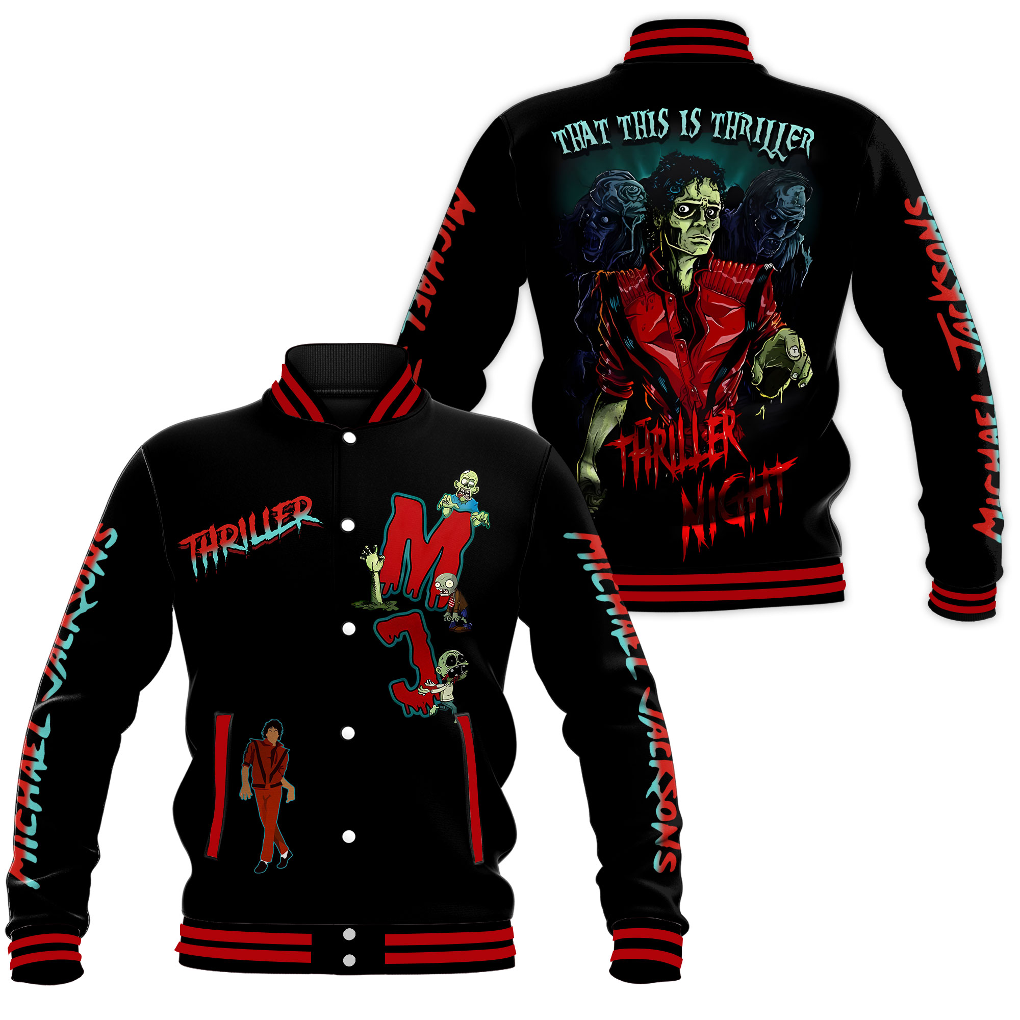 thriller night with michael jackson the zombie baseball jacket ftls2
