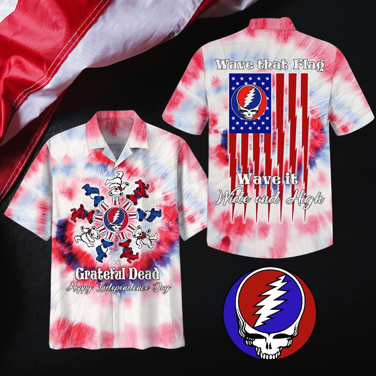 tie dye grateful dead happy independence day 4th of july hawaii shirt mur5p