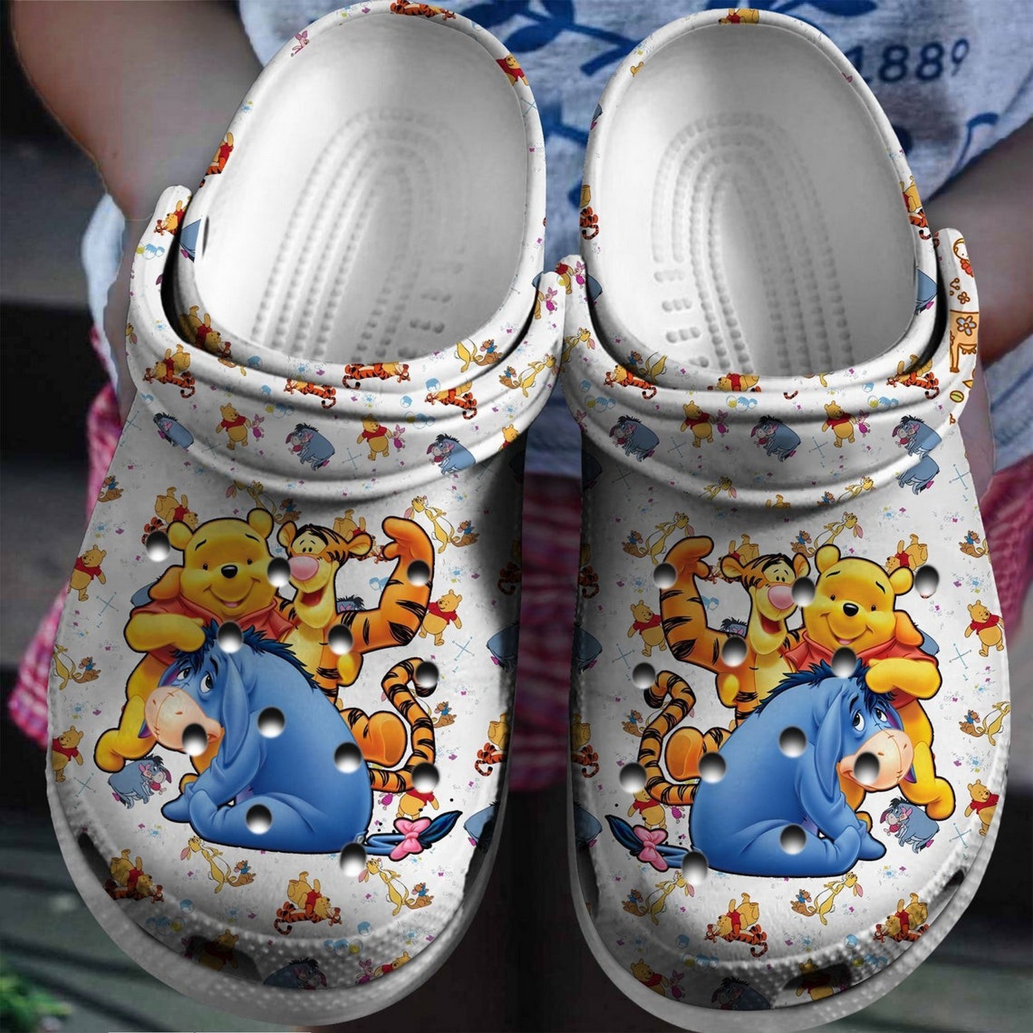 tigger and eeyore and pooh white clogs for kids and adutls 1cqum