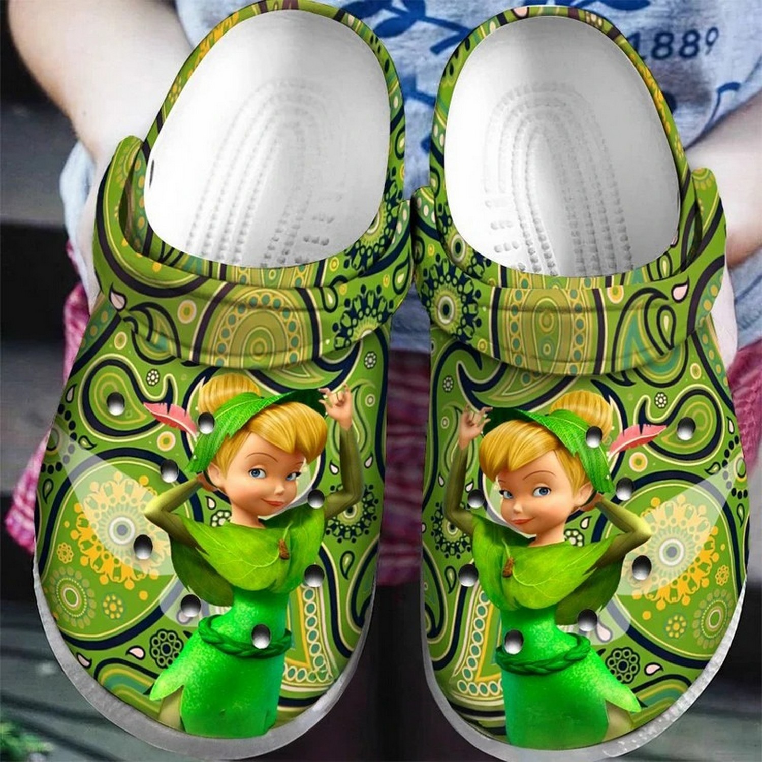 tinkerbel as peter pan cartoon clogs for kids 26 adults 5e68r