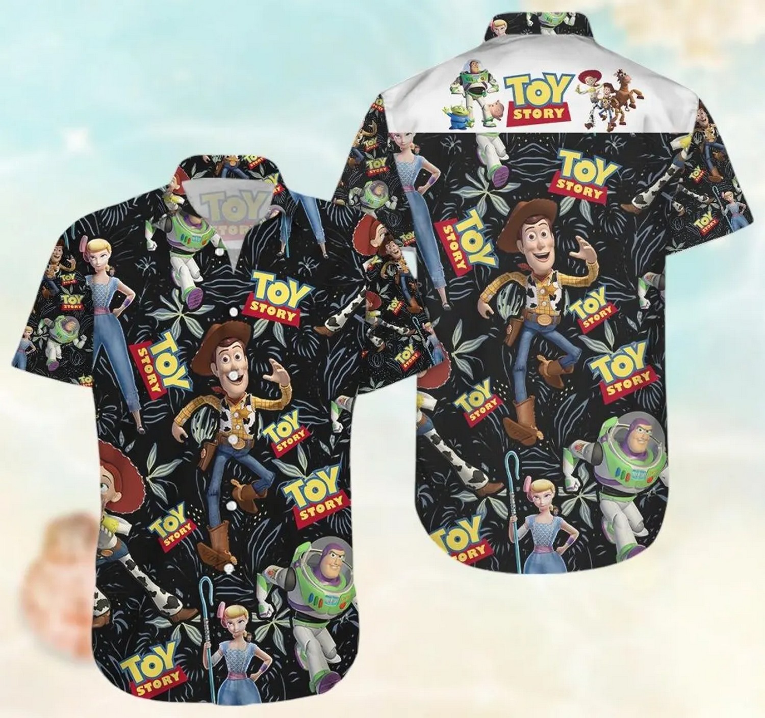 toy story happy buzz lightyear woody jessie black hawaiian shirt rbfwv