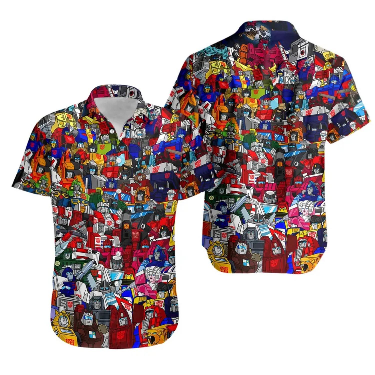 transformer 80s colorful pattern hawaiian shirt 9mc99