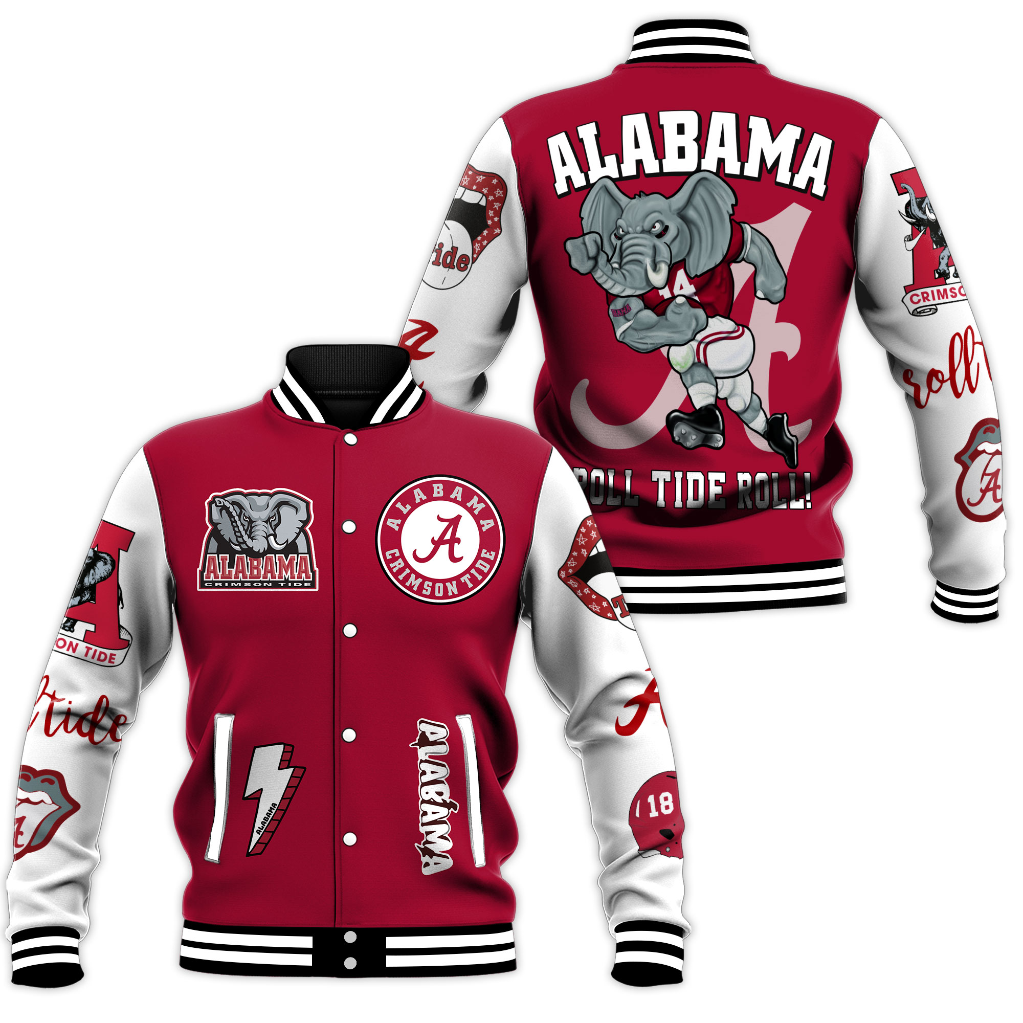 trendy alabama roll tide roll crimson sporty baseball jacket 7mp5z