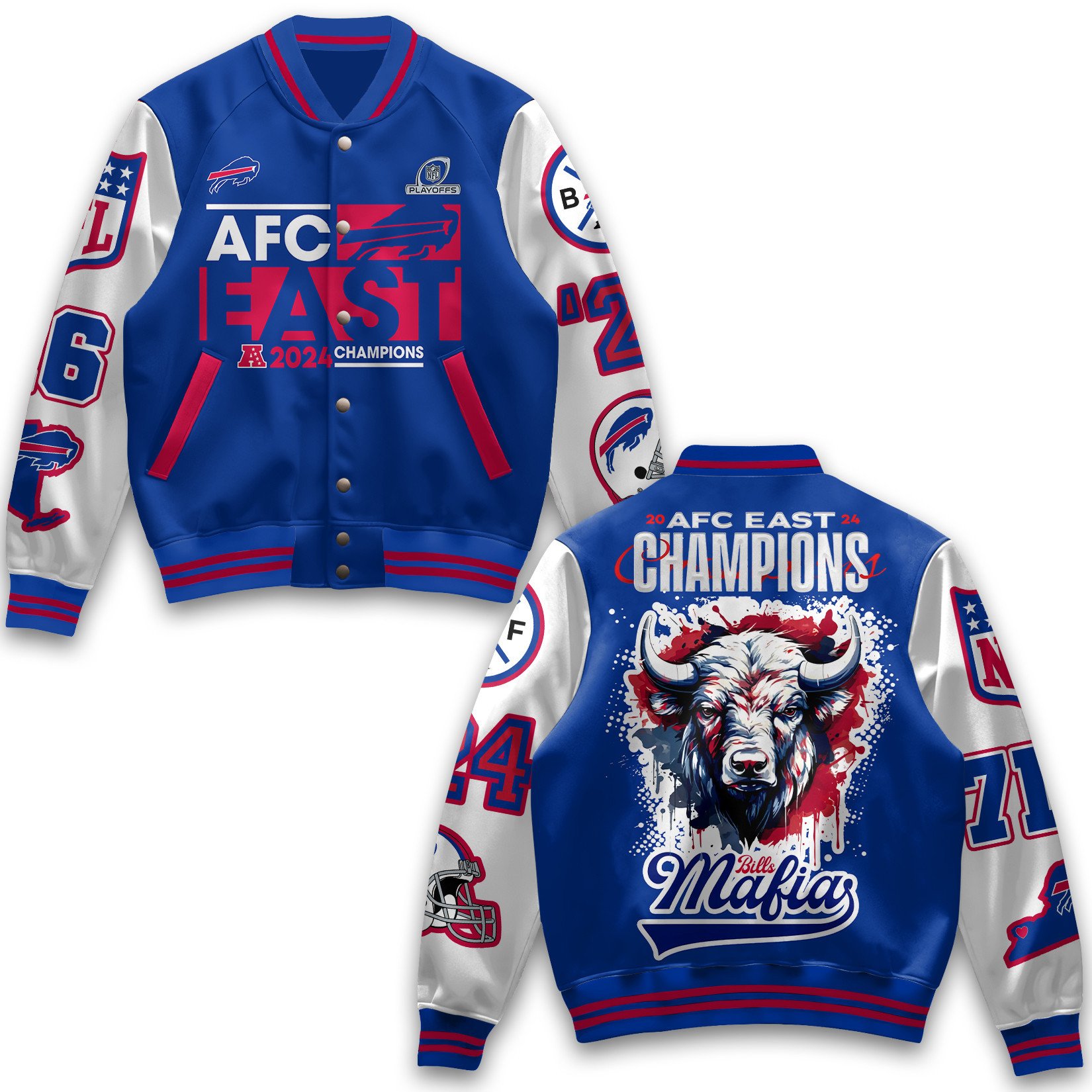 trendy blue bomber afc east champion buffalo bills baseball jacket yq3qb