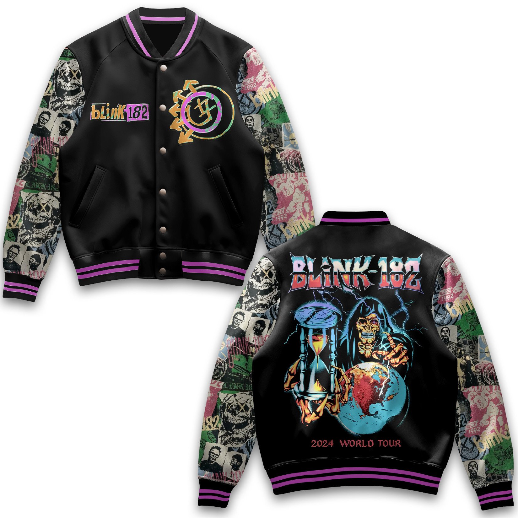 trendy design blink 182 music band tour baseball jacket 3t75h