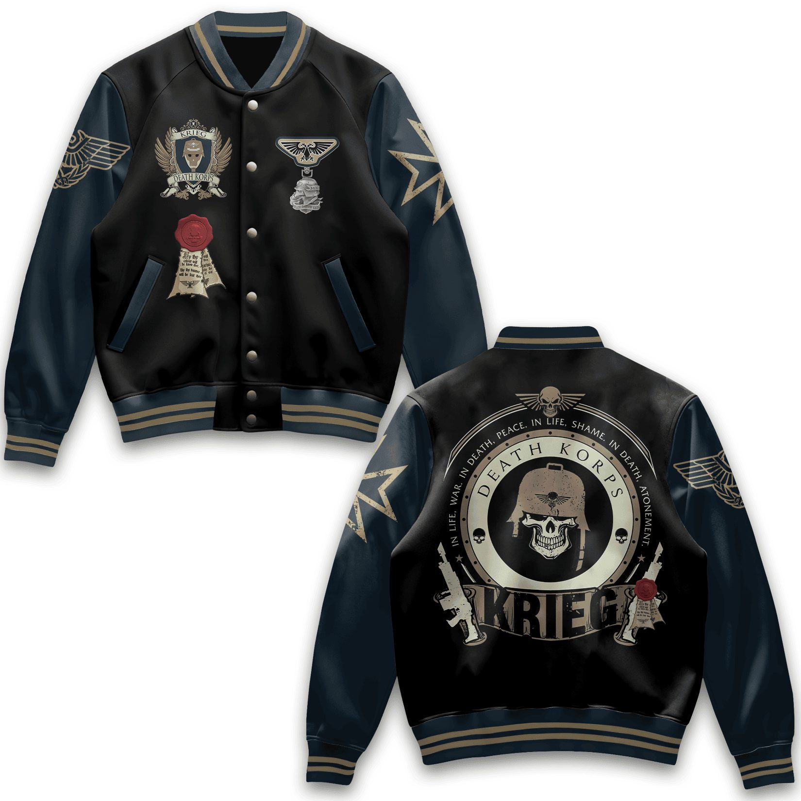 trendy w4sm death korps krieg horror baseball jacket oaron