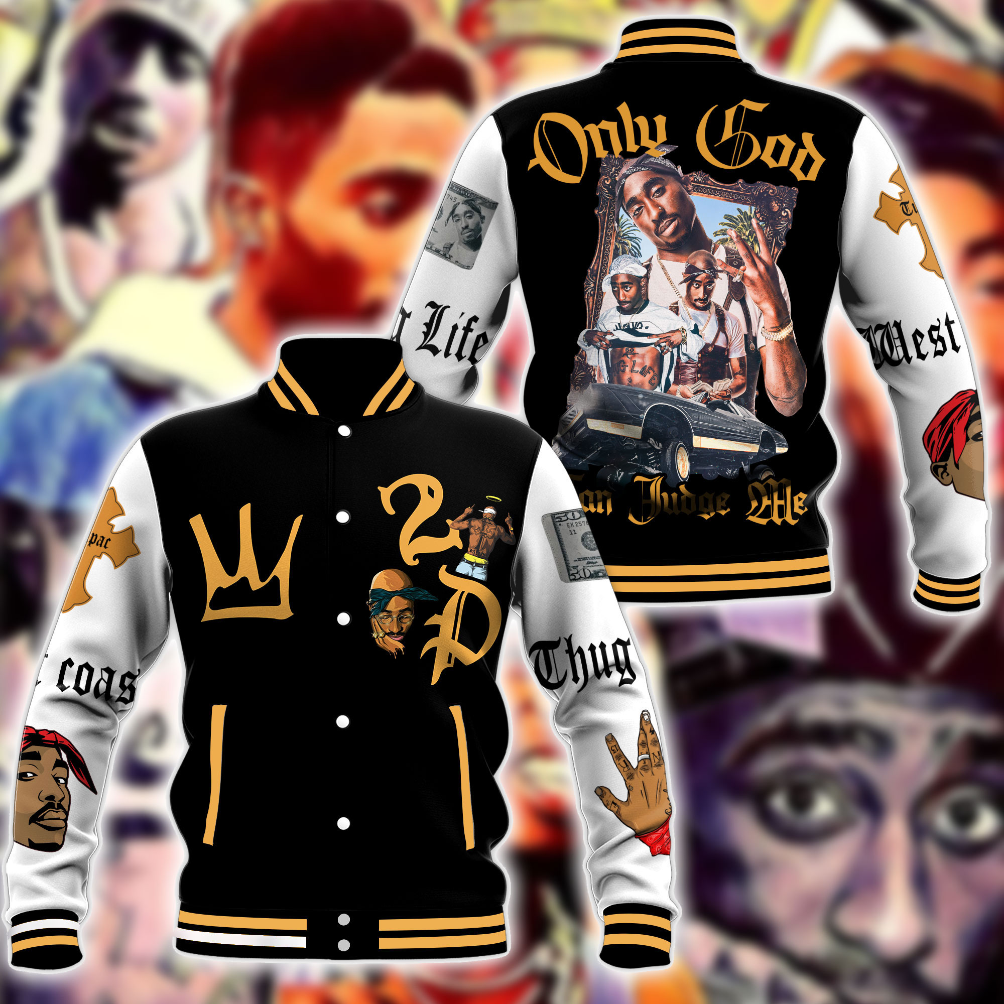tupac shakur only god can judge me the king baseball jacket jersey jacket 5itef