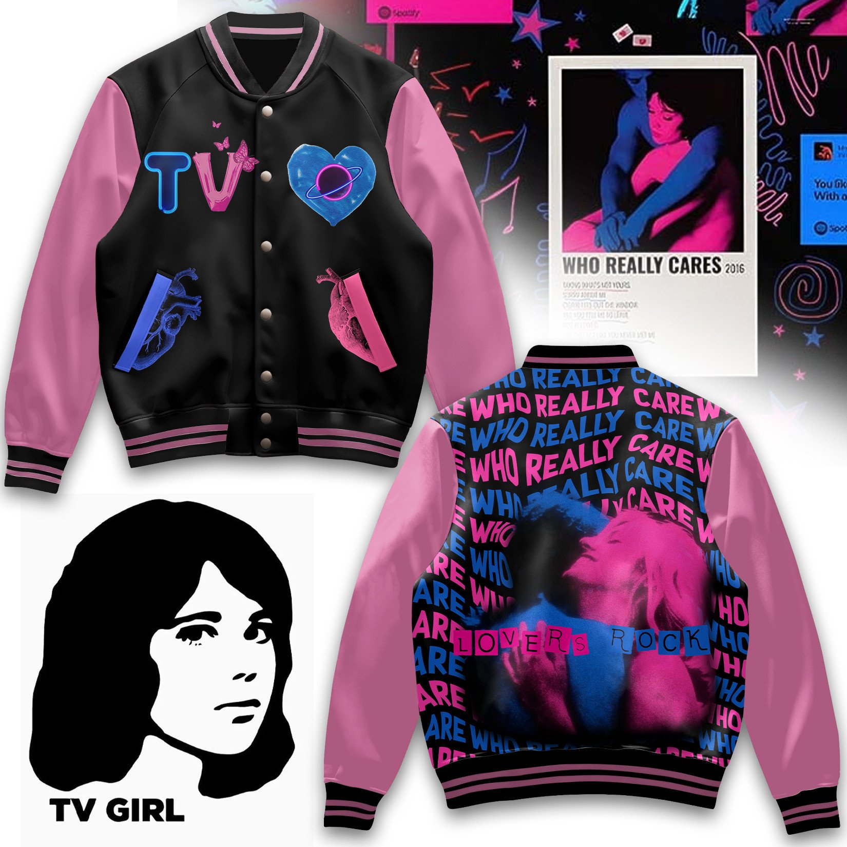 tv girl who really care lovers rock baseball jacket 9hacl
