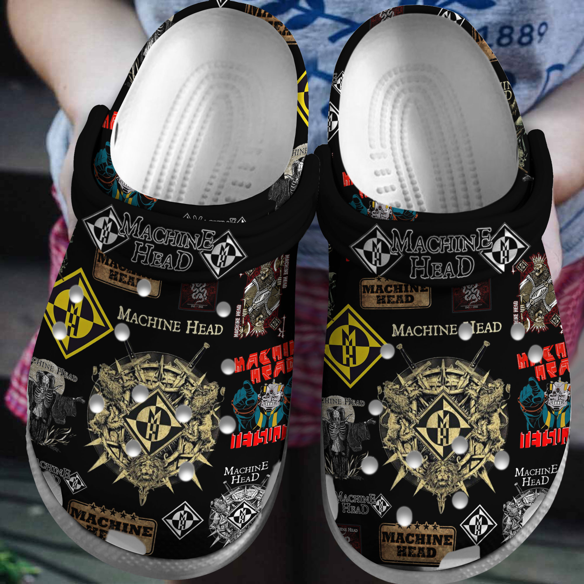 unique black slippers machine head music clogs fast shipping worldwide muzb0