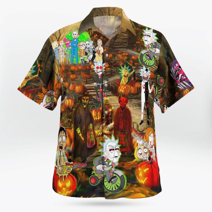 unique creepy rick 26 morty horror play halloween hawaiian shirt nsrdn