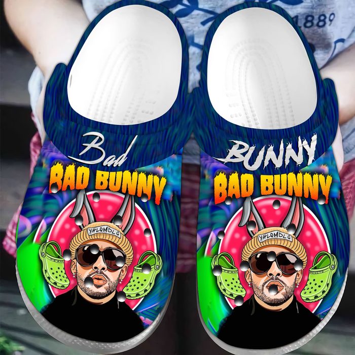 unique design bad bunny music colorful clogs fmief