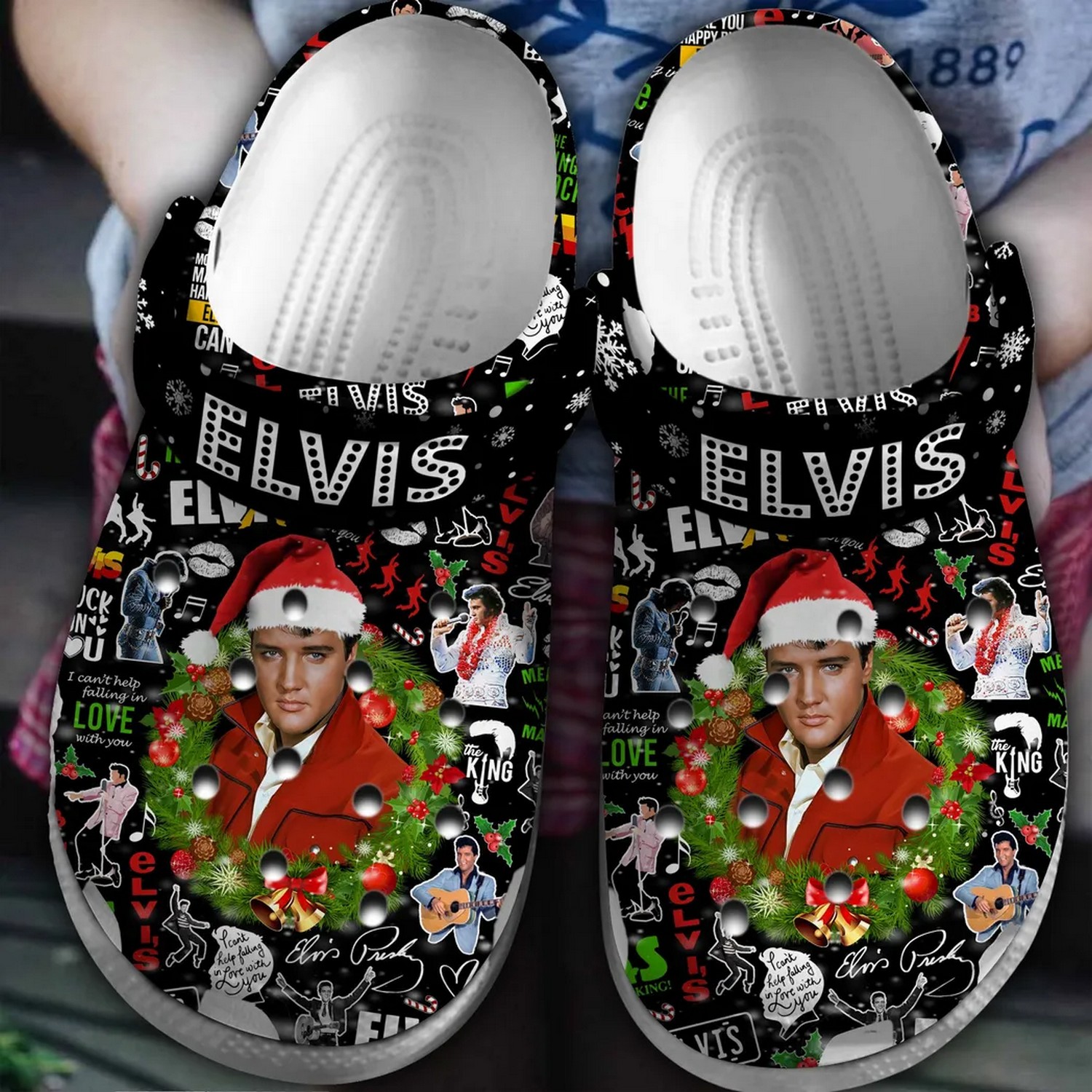 unique elvis presley christmas edition black clogs for kids 26 adults xhakq