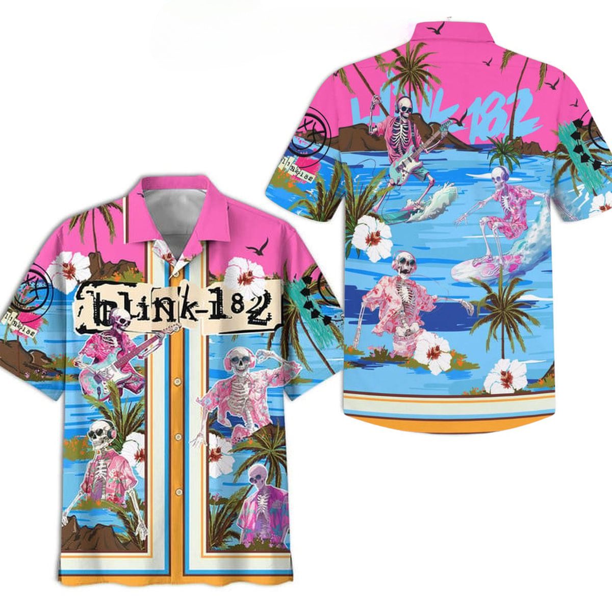 unique trendy design blink 182 music hawaii shirt n17r5