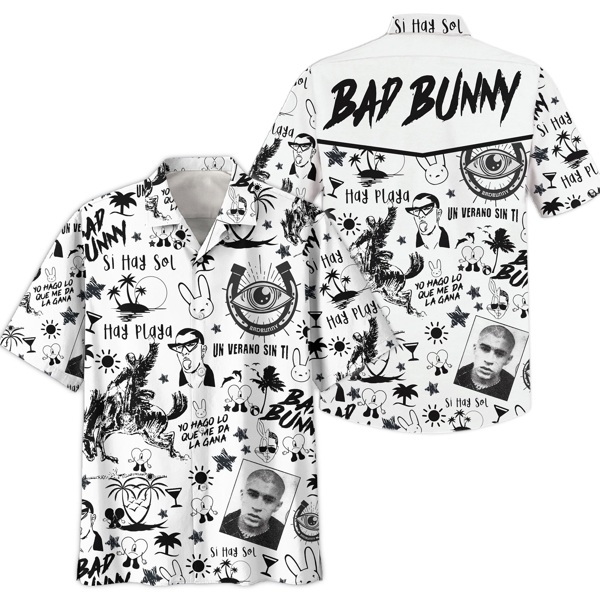 unisex black 26 white bad bunny music hawaiian shirt tkkep