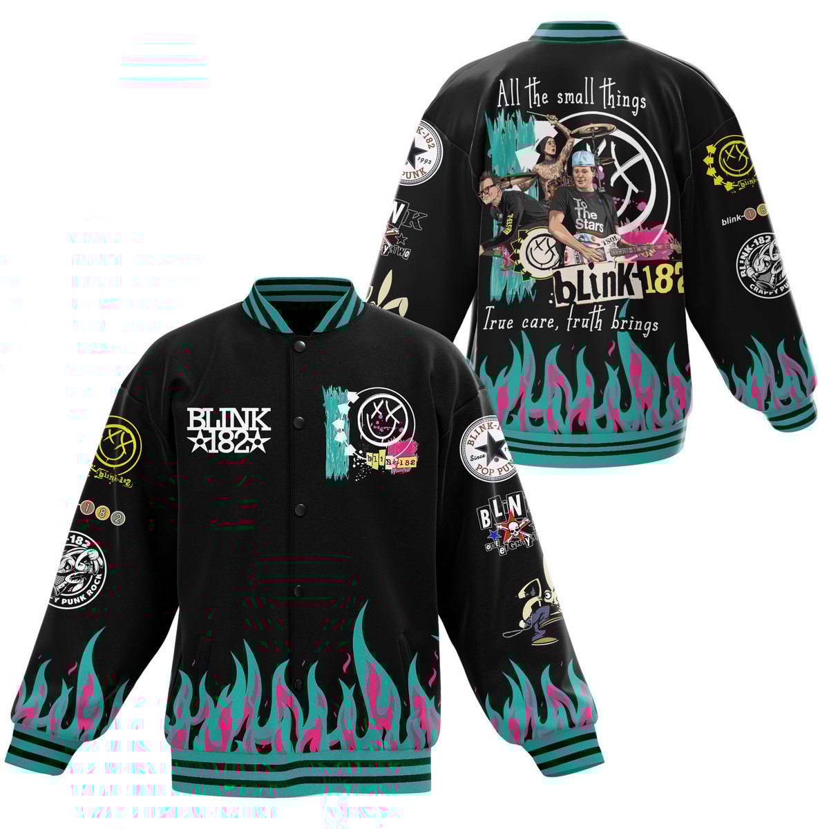 unisex bomber blink 182 music band baseball jacket c6v4s