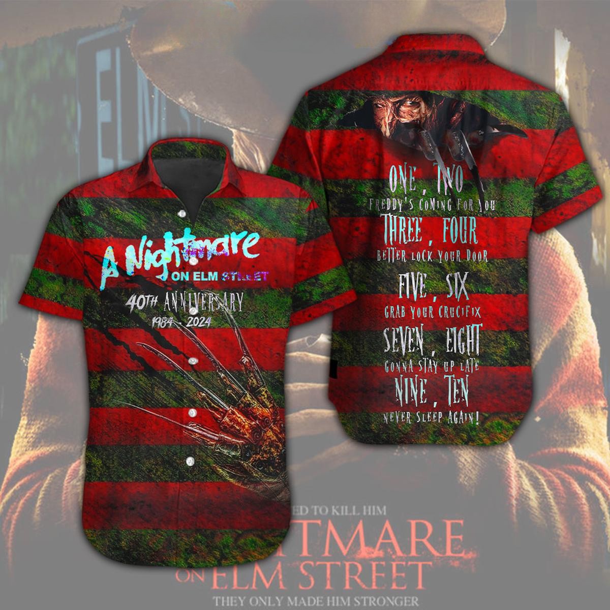 unisex classic freddy kurger halloween horror movie hawaii shirt qcsph