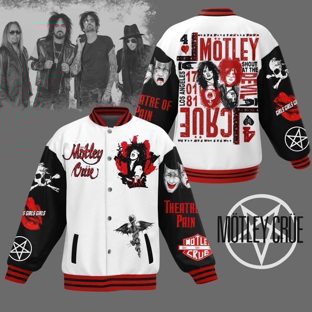 unisex comfort motley crue white comfort baseball jacket pspla