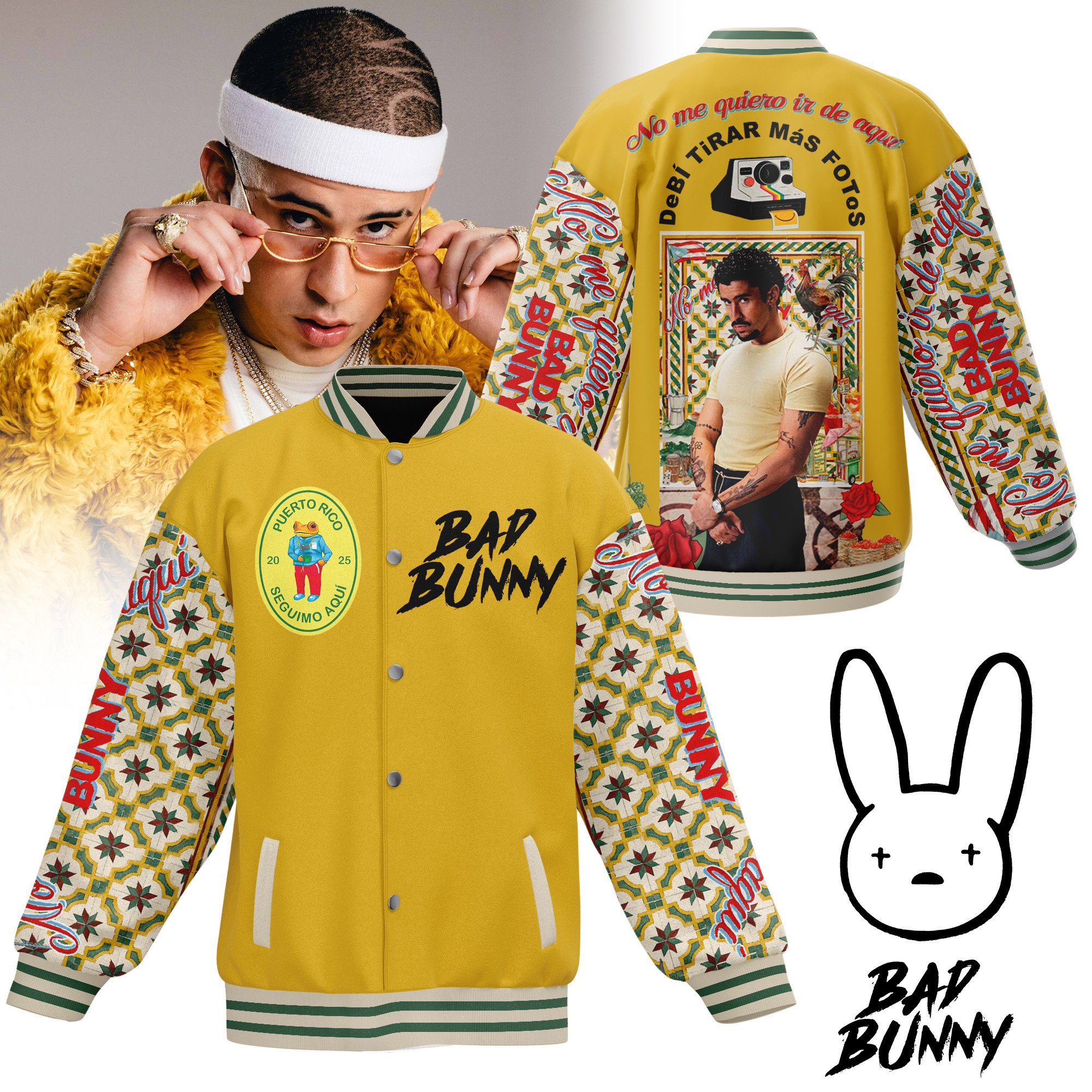 unisex design bad bunny fashionable baseball jacket chavh