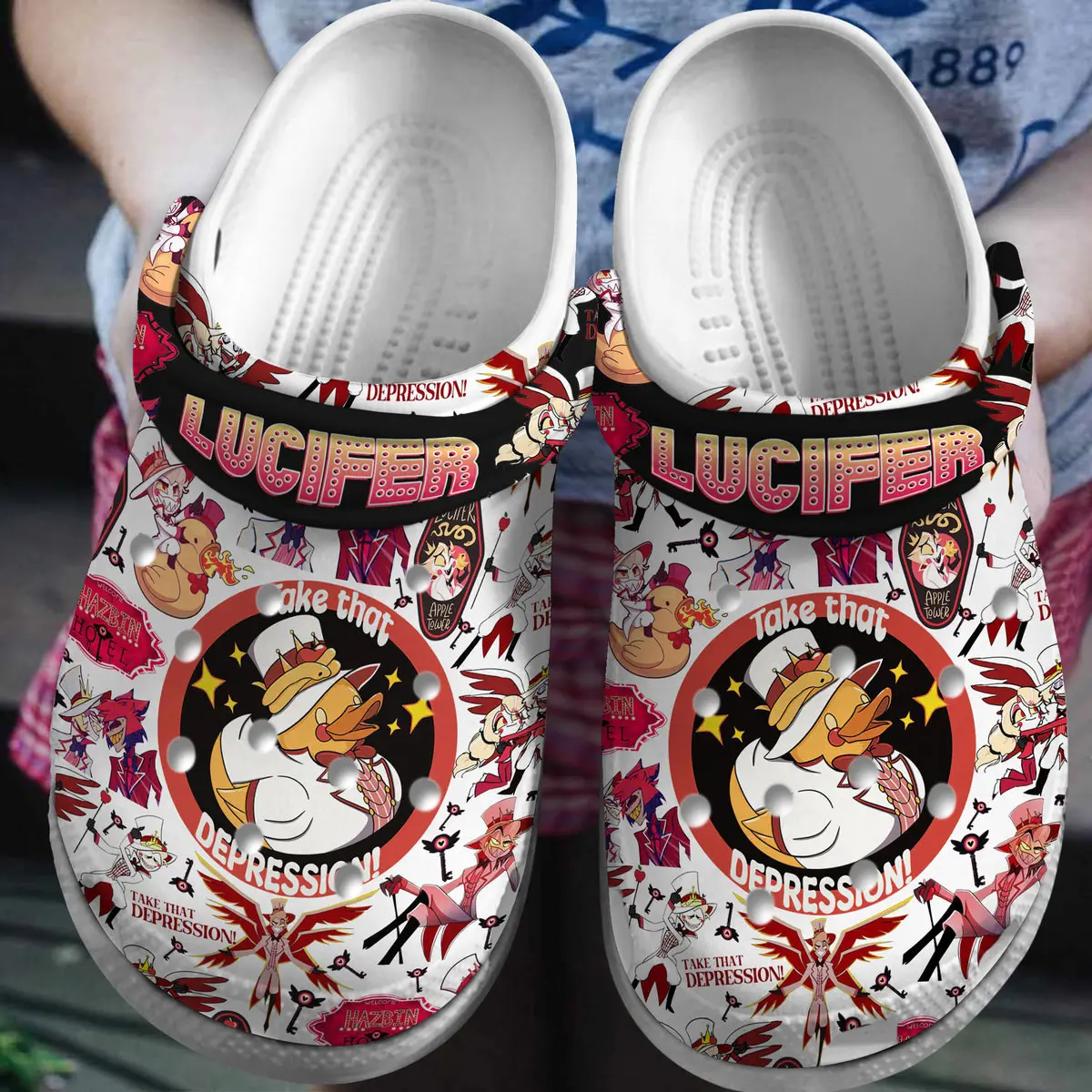 unisex sandals lucifer ducky from hazbin hotel tv series clogs 0a80p