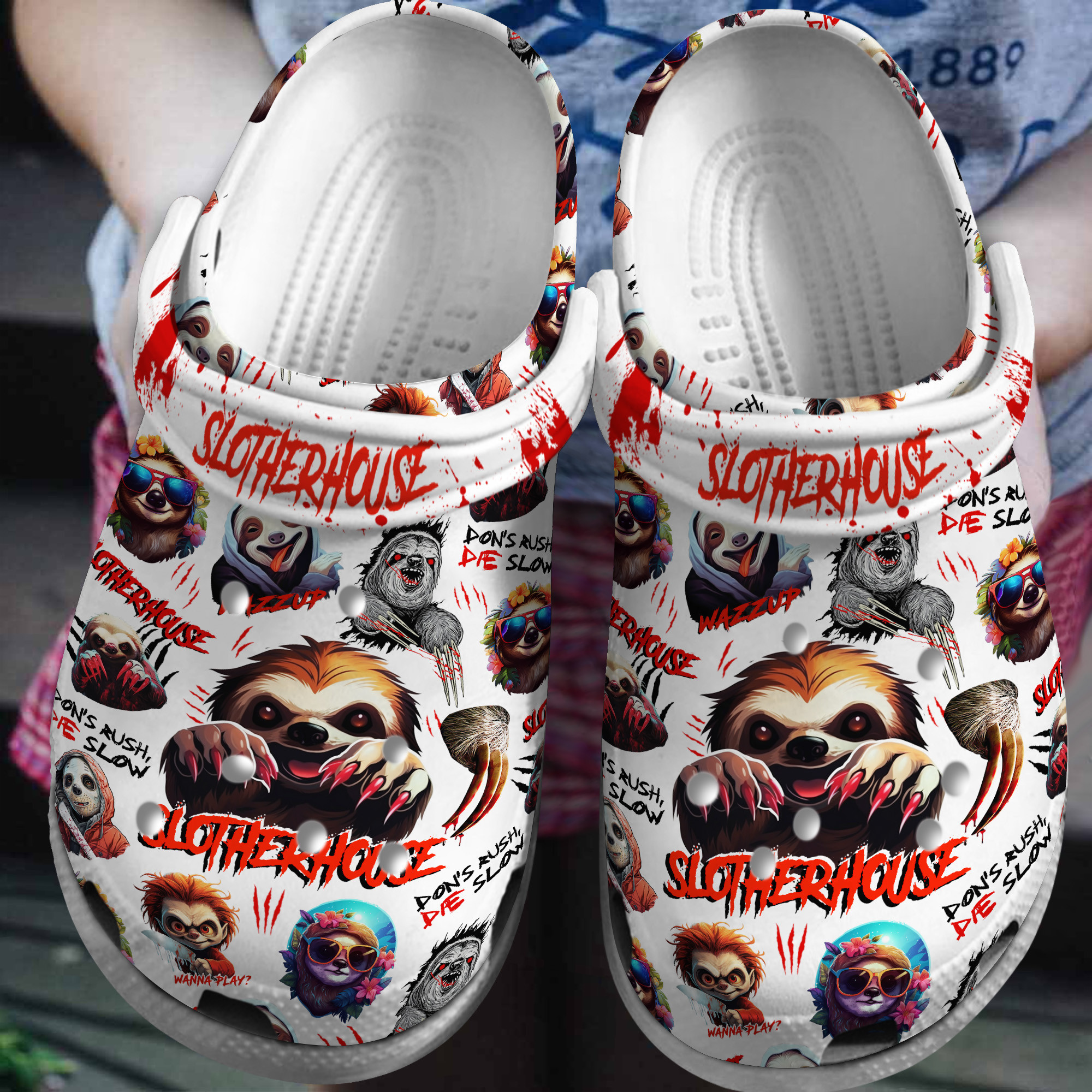 unisex white slippers slotherhouse movie clogs for kids and adults xqaoc