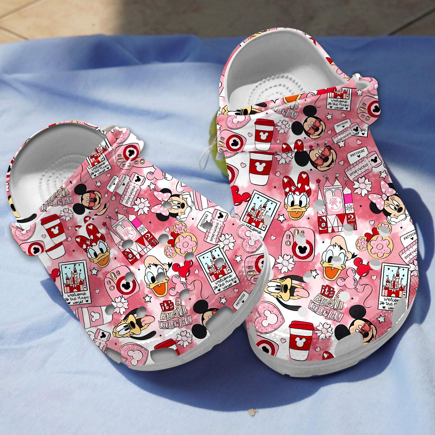 vibrant red design mickey mouse gang cartoon clogs for kids and adults l8x2p