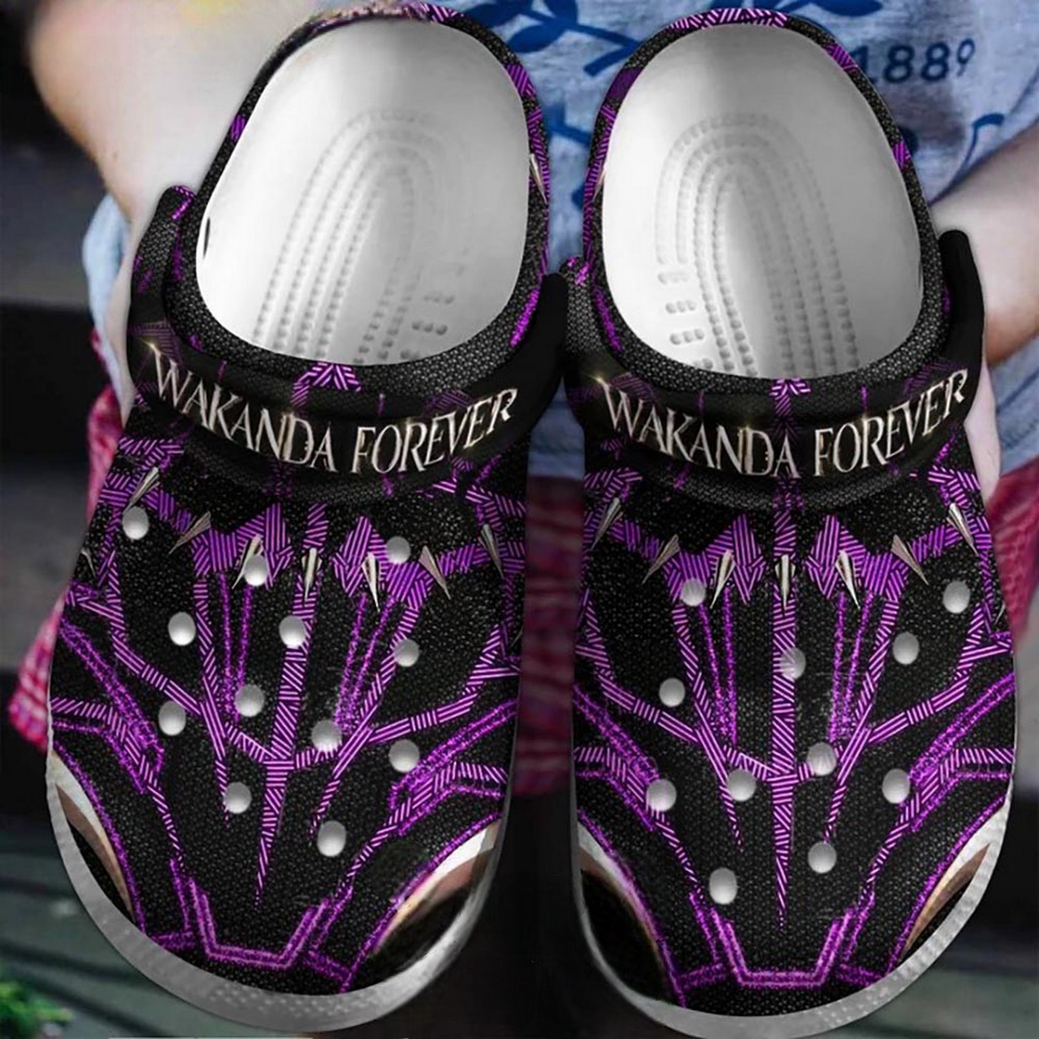 wakanda forever black panther clogs for kids 26 adults orftt