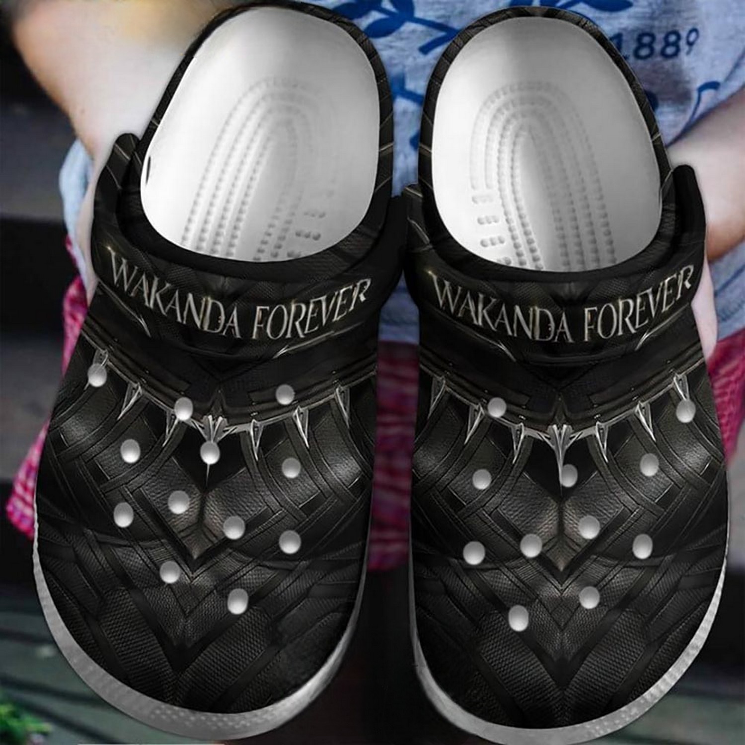 wakanda forever black panther signal clogs for kids 26 adults vasl7